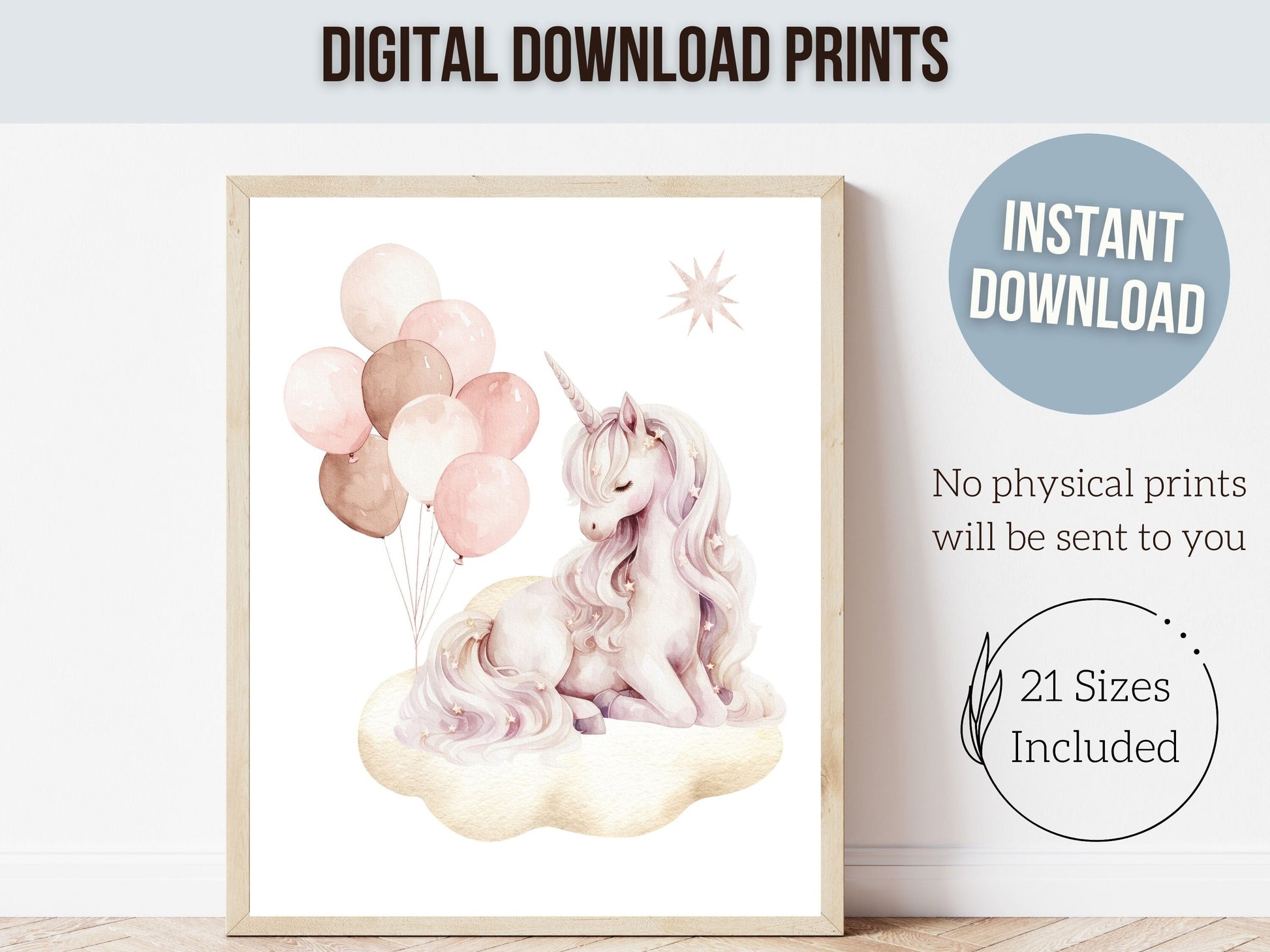 Baby Girls Unicorn Nursery Prints, Girls Fantasy Nursery Decor Fairytale Nursery Wall Art, Pink Magical Princess Horse Nursery Digital Print