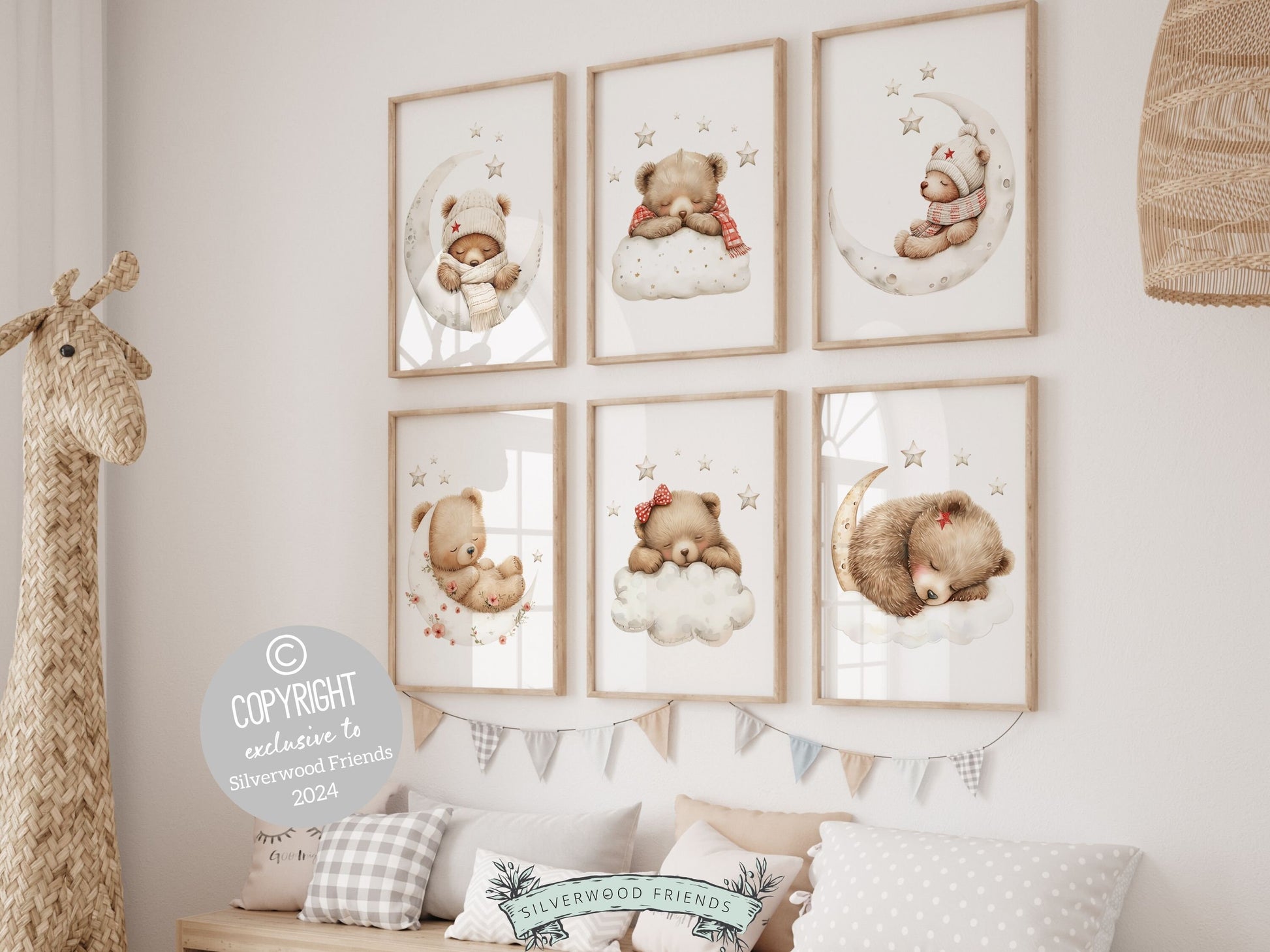 ORIGINAL Baby Girls Teddy Bear Nursery Prints, Girls Teddy Bear Nursery Decor, Red Bear Nursery Wall Art Girls Room Wall Decor Digital Print