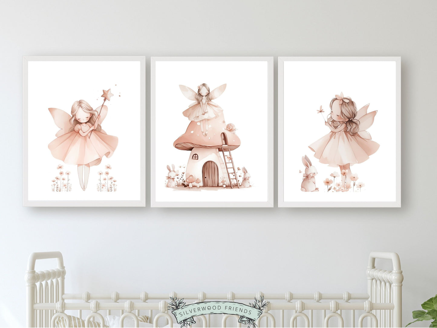 ORIGINAL Wildflower Fairy Nursery Print Gift For Baby Girl Fairy Nursery Decor, Blush Pink Fantasy Nursery Wall Art Digital Download Prints