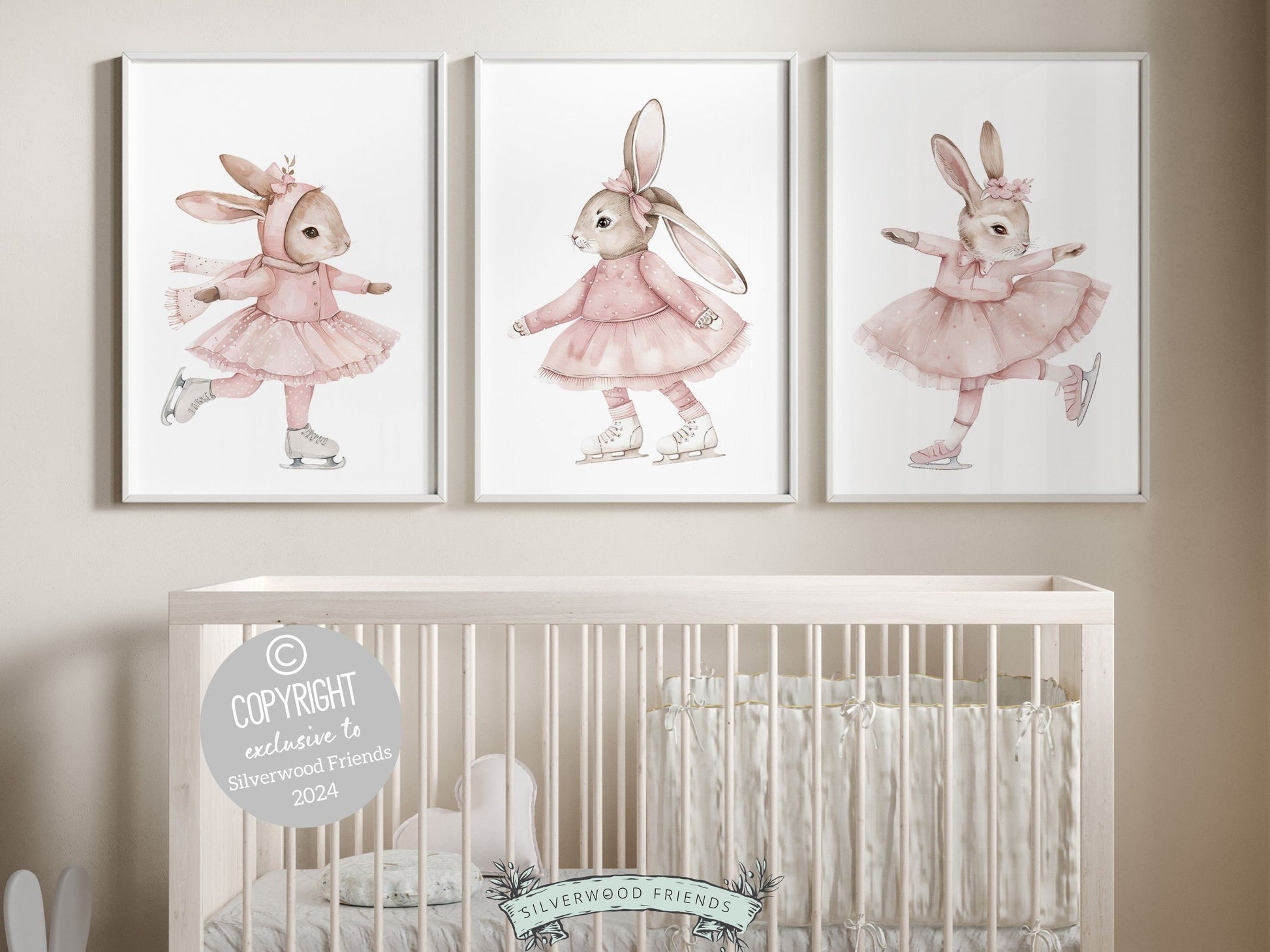 Figure Skating Bunny Nursery Print, Baby Girl Nursery Print, Ballerina Bunny Nursery Decor, Ice Skating Gift Girls Sport Room Digital Print