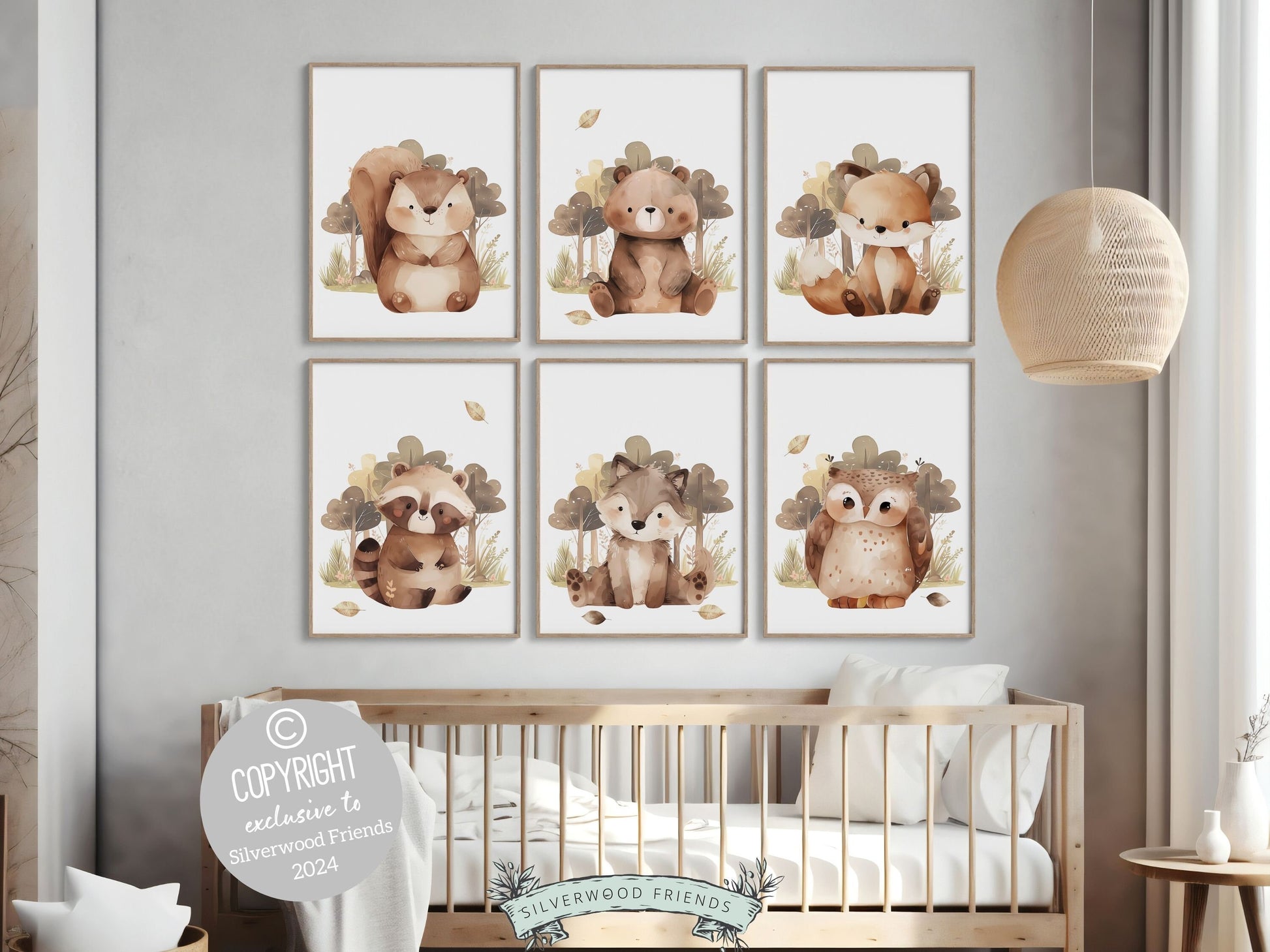 ORIGINAL Woodland Animal Nursery Prints, Woodland Nursery Decor, Kids Forest Theme Room Wall Decor Neutral Nursery Wall Art Digital Prints