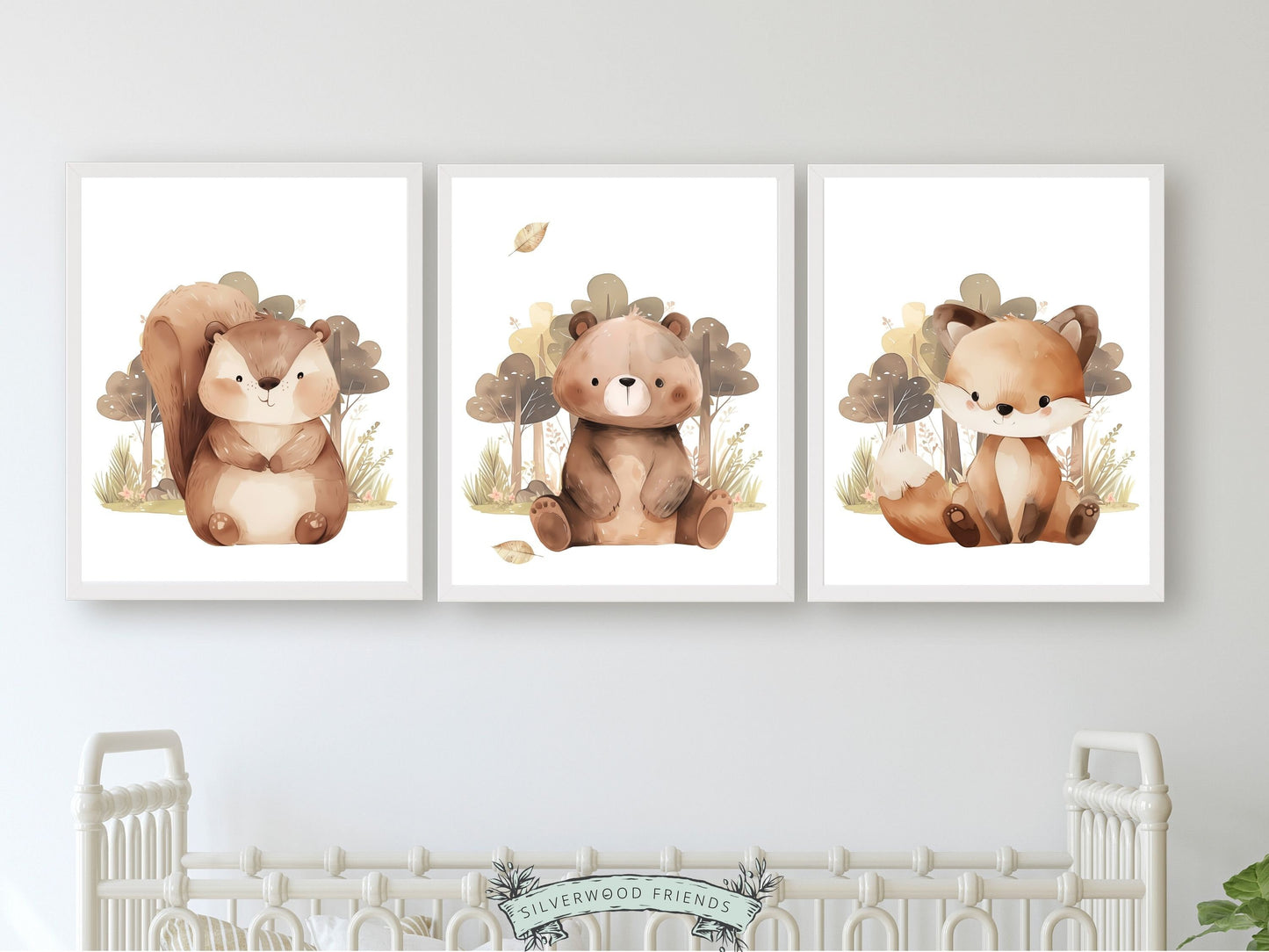 ORIGINAL Woodland Nursery Prints, Woodland Bear Nursery Decor, Kids Forest Theme Room Wall Decor Neutral Nursery Wall Art Fox Digital Prints