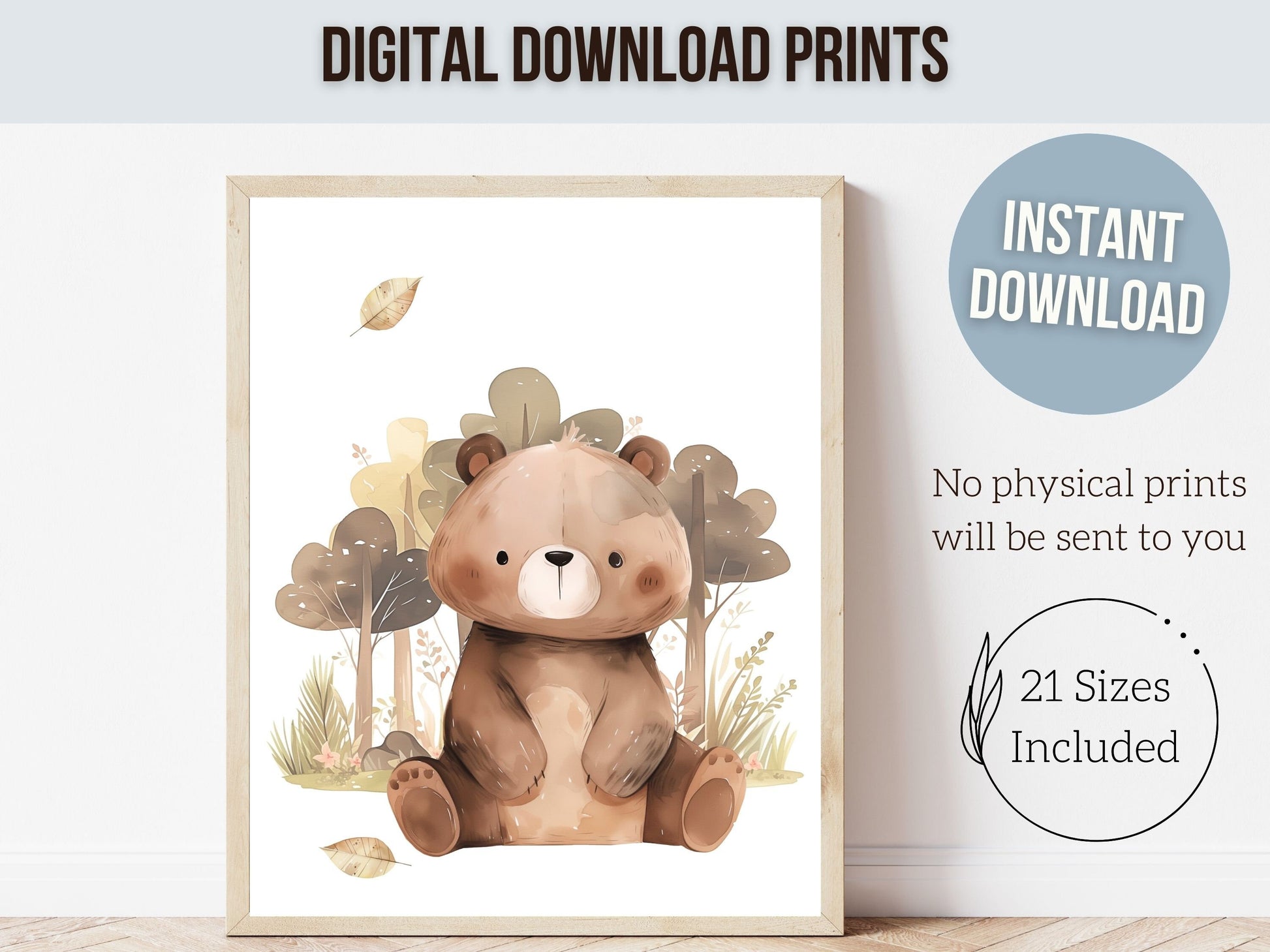 ORIGINAL Woodland Nursery Prints, Woodland Bear Nursery Decor, Kids Forest Theme Room Wall Decor Neutral Nursery Wall Art Fox Digital Prints
