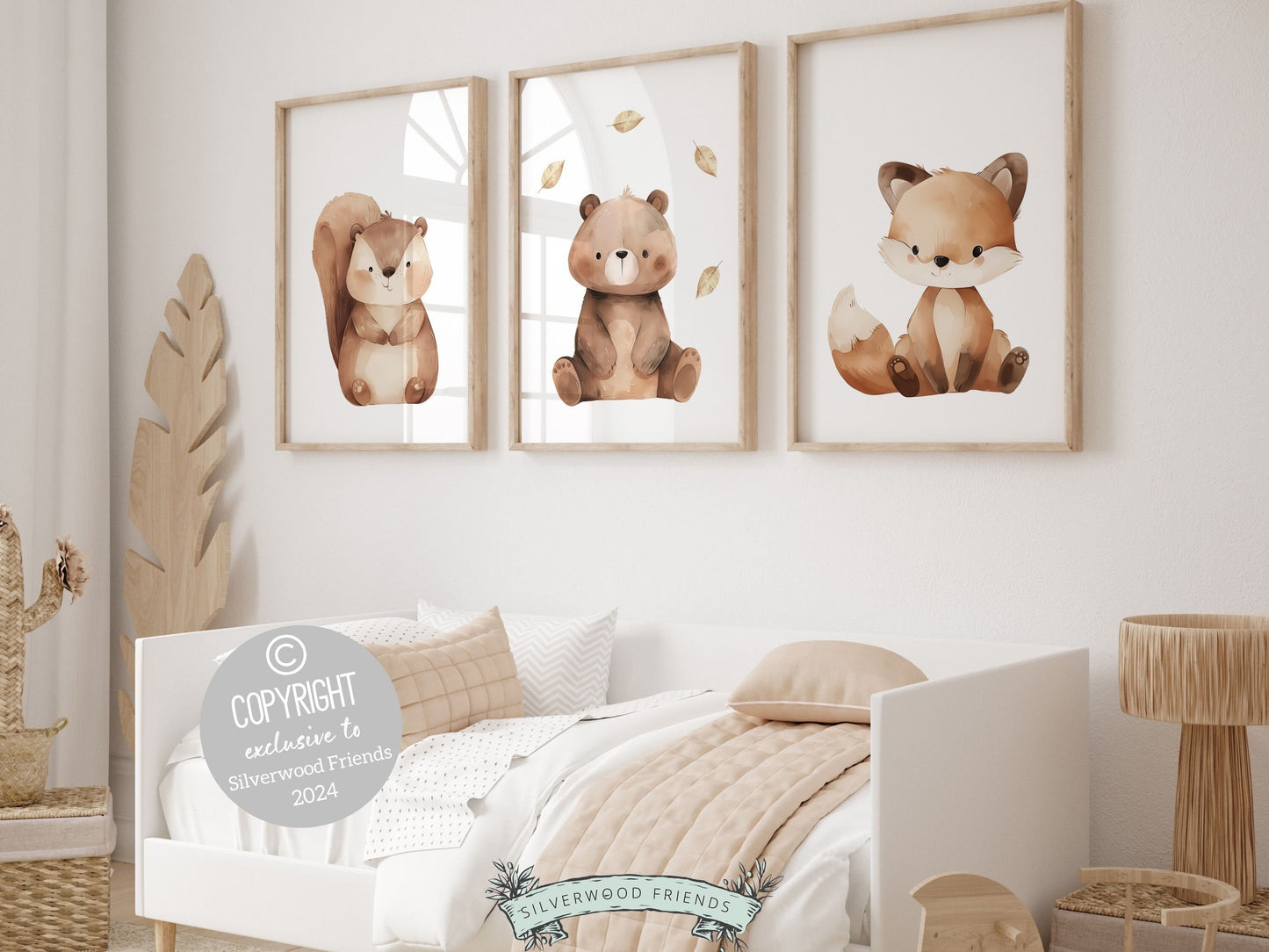 ORIGINAL Woodland Nursery Prints, Woodland Nursery Decor, Kids Woodland Forest Theme Room Wall Decor, Neutral Nursery Wall Art Digital Print
