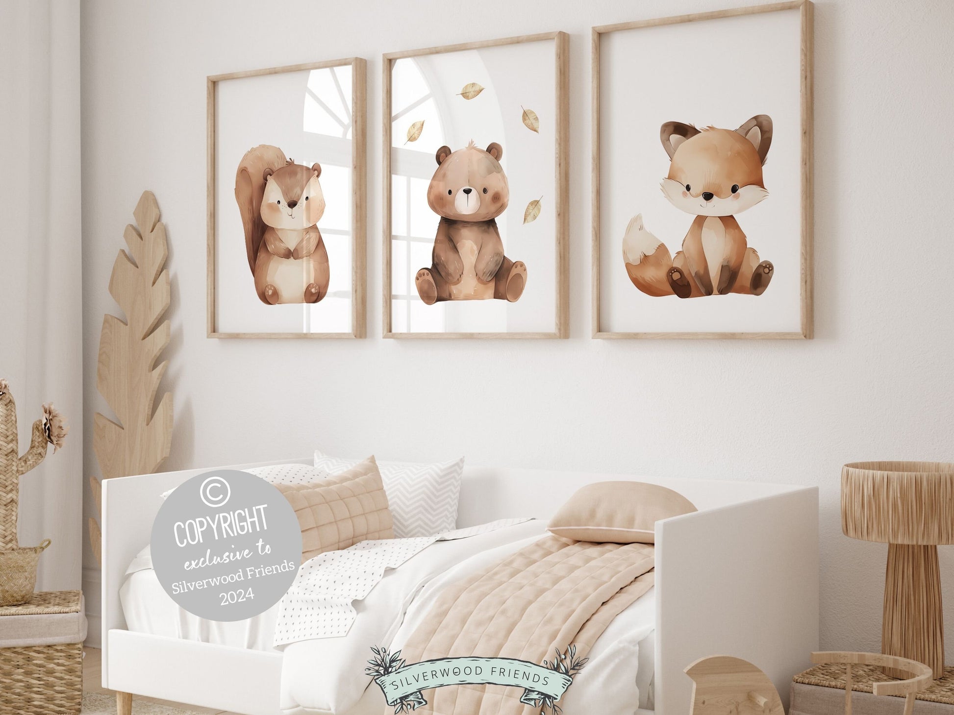 ORIGINAL Woodland Nursery Prints, Woodland Nursery Decor, Kids Woodland Forest Theme Room Wall Decor, Neutral Nursery Wall Art Digital Print