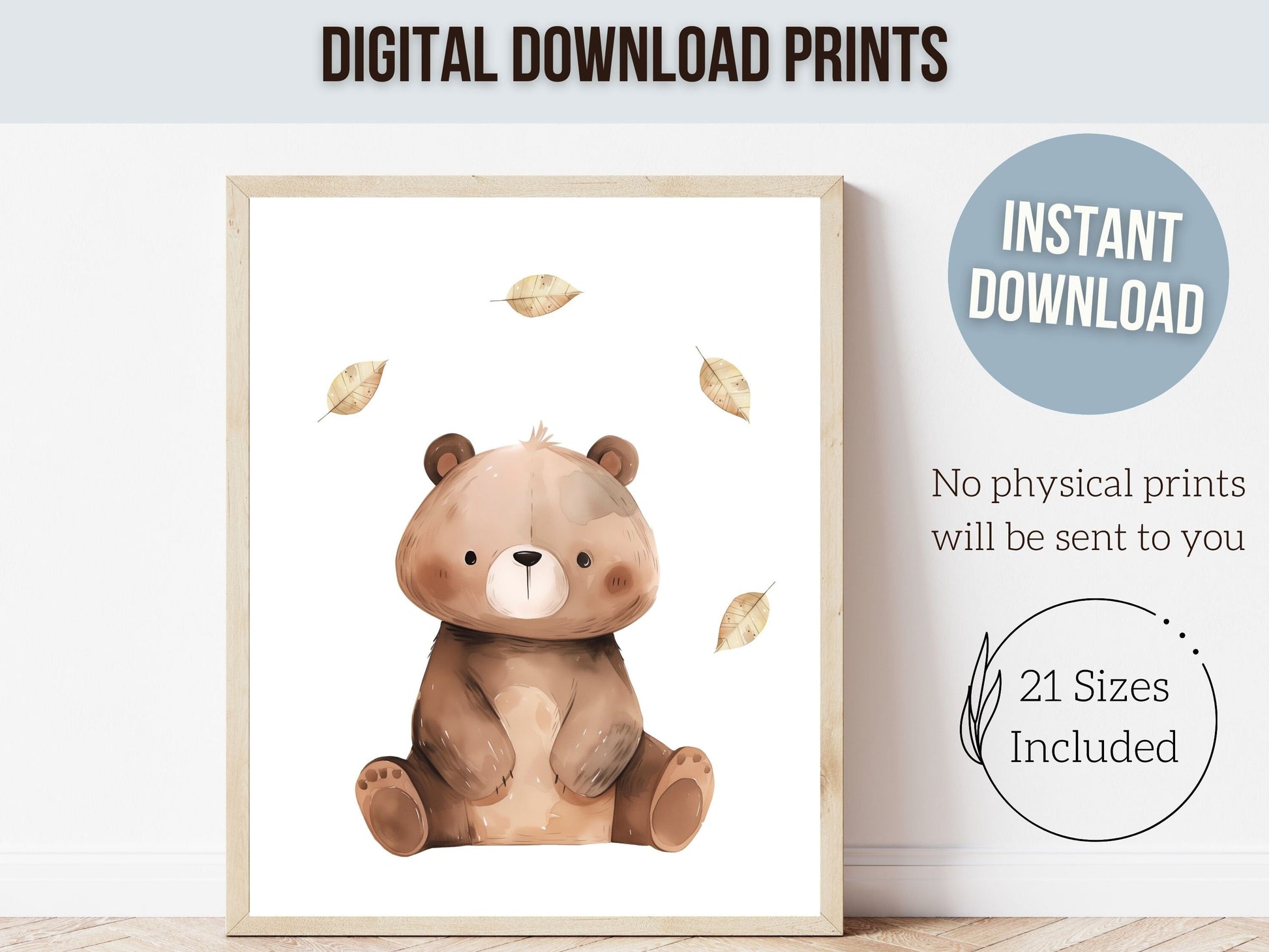 ORIGINAL Woodland Nursery Prints, Woodland Nursery Decor, Kids Woodland Forest Theme Room Wall Decor, Neutral Nursery Wall Art Digital Print