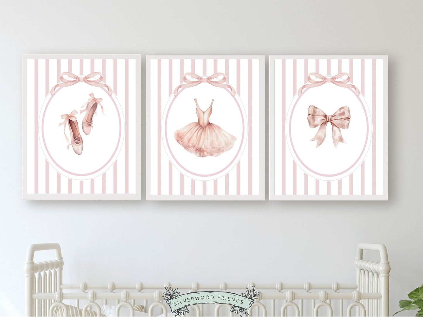 Ballet Prints, Ballerina Nursery Decor, Blush Pink Baby Girl's Ballerina Nursery Wall Art, Newborn Ballet Gift, Ballet Nursery Digital Print