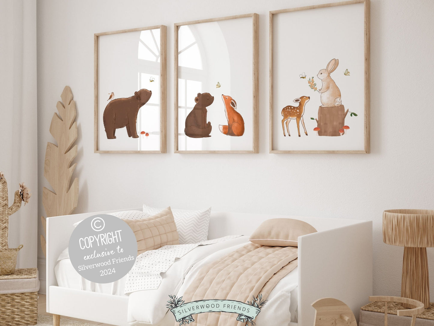 Woodland Animal Print, Boho Woodland Animal Nursery Decor, Baby Forest Animal Nursery Wall Art,Baby Room Decor Neutral Nursery Digital Print