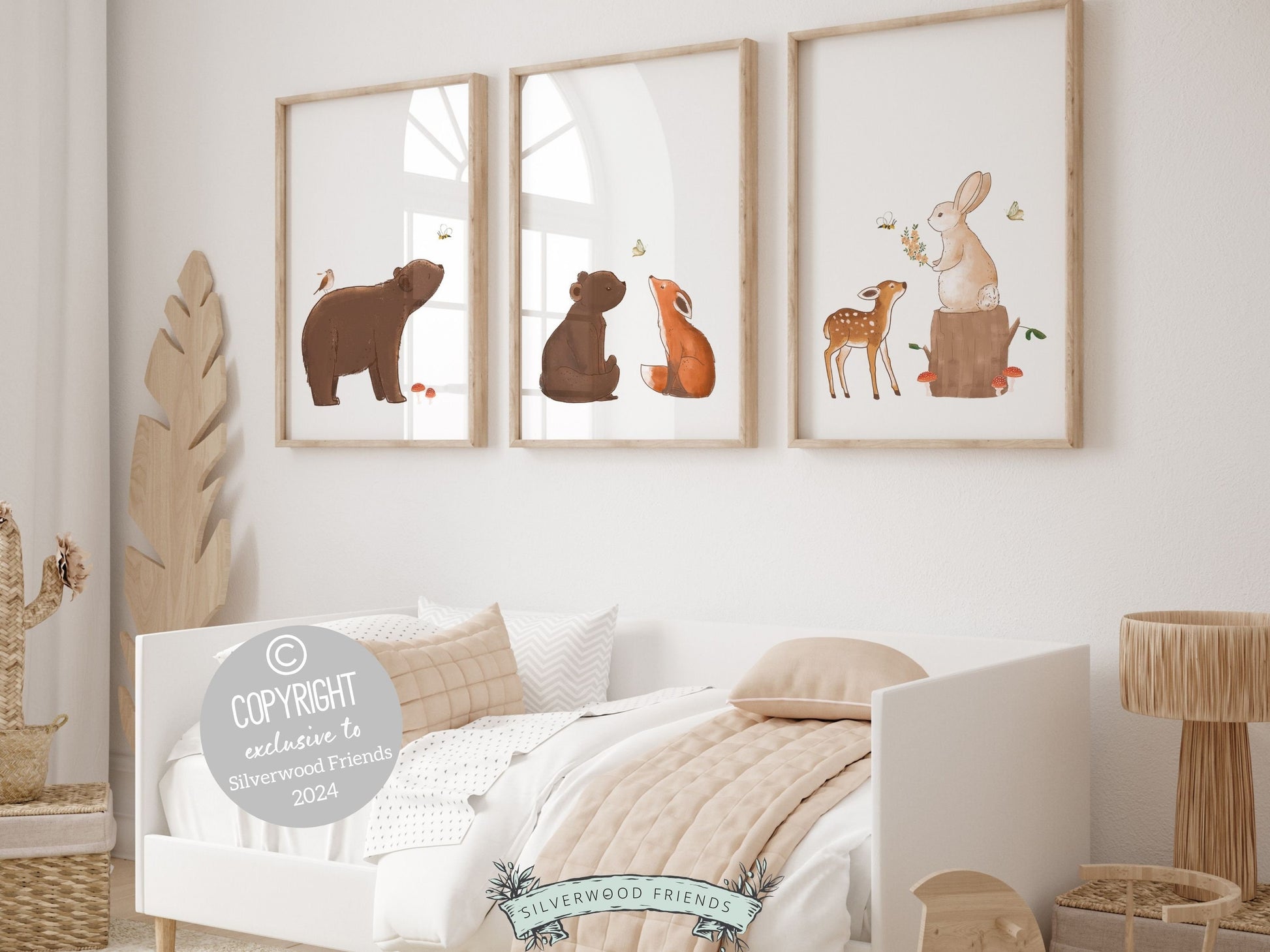 Woodland Animal Print, Boho Woodland Animal Nursery Decor, Baby Forest Animal Nursery Wall Art,Baby Room Decor Neutral Nursery Digital Print