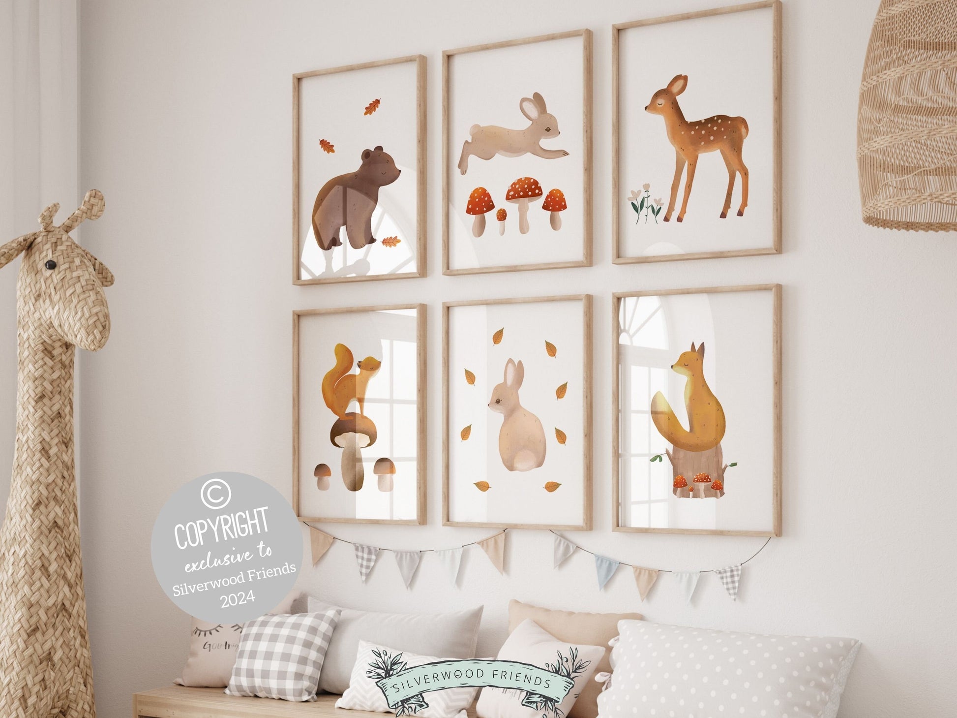 Woodland Mushroom Nursery Print Gift For Kids Woodland Mushroom Nursery Decor, Boho Fall Forest Bedroom Nature Nursery Theme Digital Prints