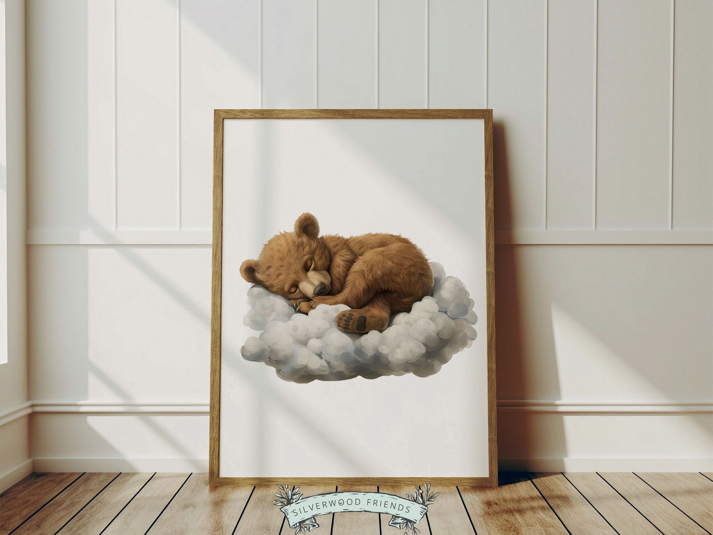 Sleeping Bear Nursery Print, Teddy Bear Nursery Decor, Neutral Nursery Decor, Sleepy Bear Nursery Wall Art, Woodland Nursery Digital Prints