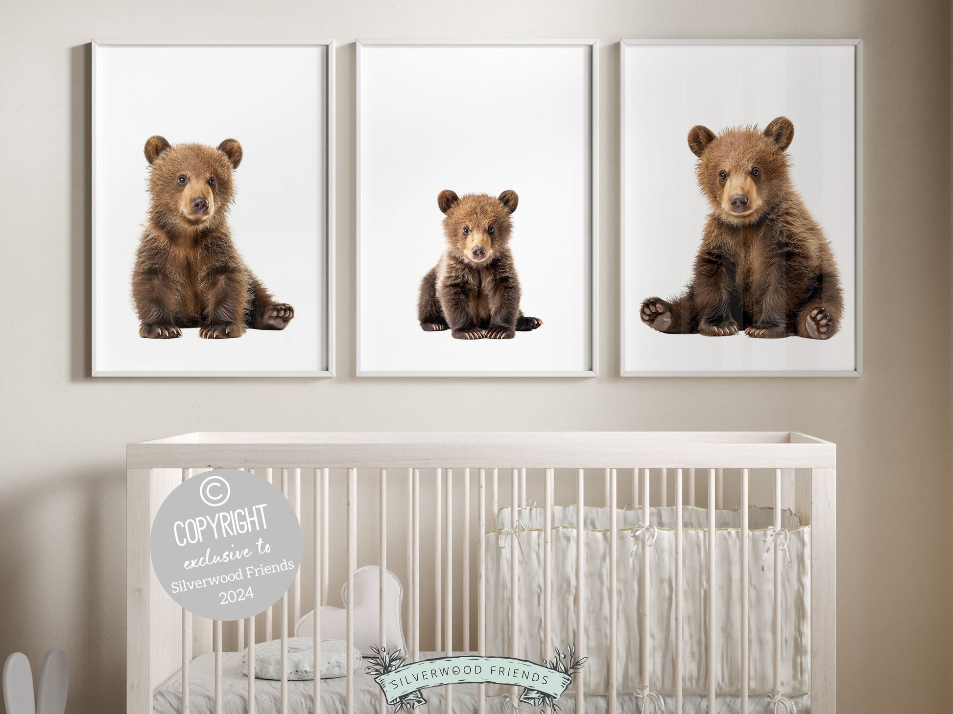 Bear Nursery Prints, Teddy Bear Nursery Decor, Neutral Woodland Nursery Decor, Nursery Wall Art, Kids Forest Room Wall Decor Digital Prints