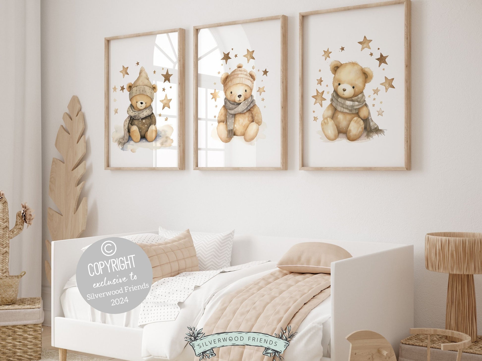 ORIGINAL Teddy Bear Nursery Print, Teddy Bear Nursery Decor, Gender Neutral Beige Teddy Bear Nursery Wall Art Gift Digital Download Print