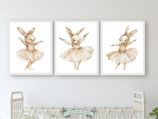 ORIGINAL Bunny Nursery Print Gift For Baby Girl Bunny Nursery Decor, Kids Ballet Bedroom Wall Decor Ballerina Bunny Nursery Digital Print