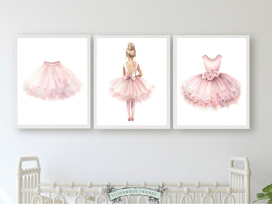 Baby Girl's Ballet Nursery Prints, Ballerina Nursery Decor, Pink Ballet Nursery Wall Art, Ballet Dancer Printable Wall Decor Digital Prints