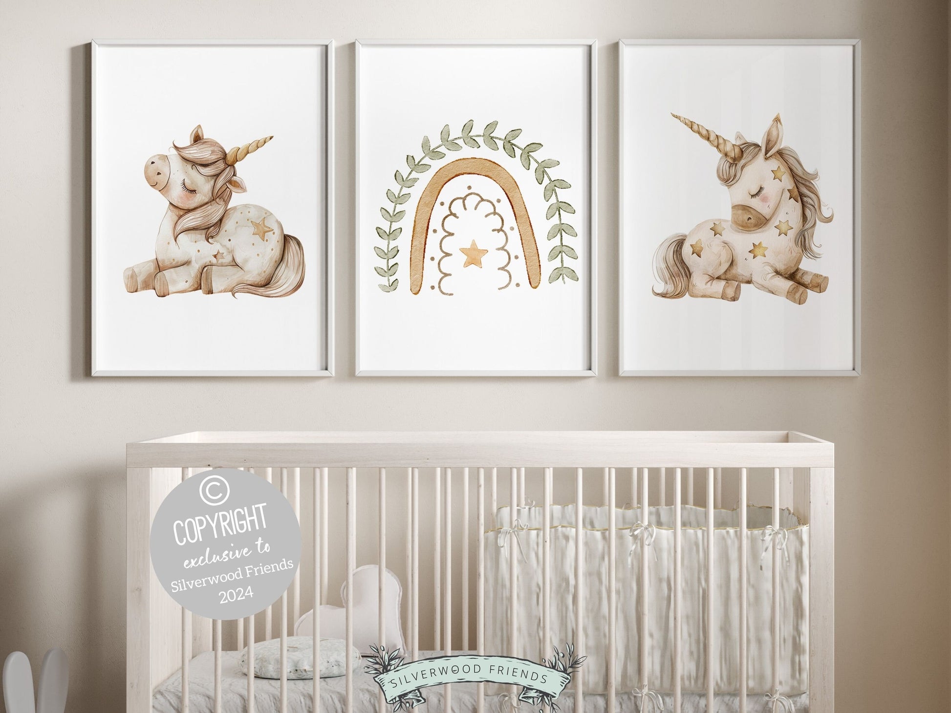 Unicorn Rainbow Nursery Prints, Fairytale Fantasy Nursery Decor, Girly Wall Art, Unicorn Newborn Gift, Baby Girl Room Decor Digital Print