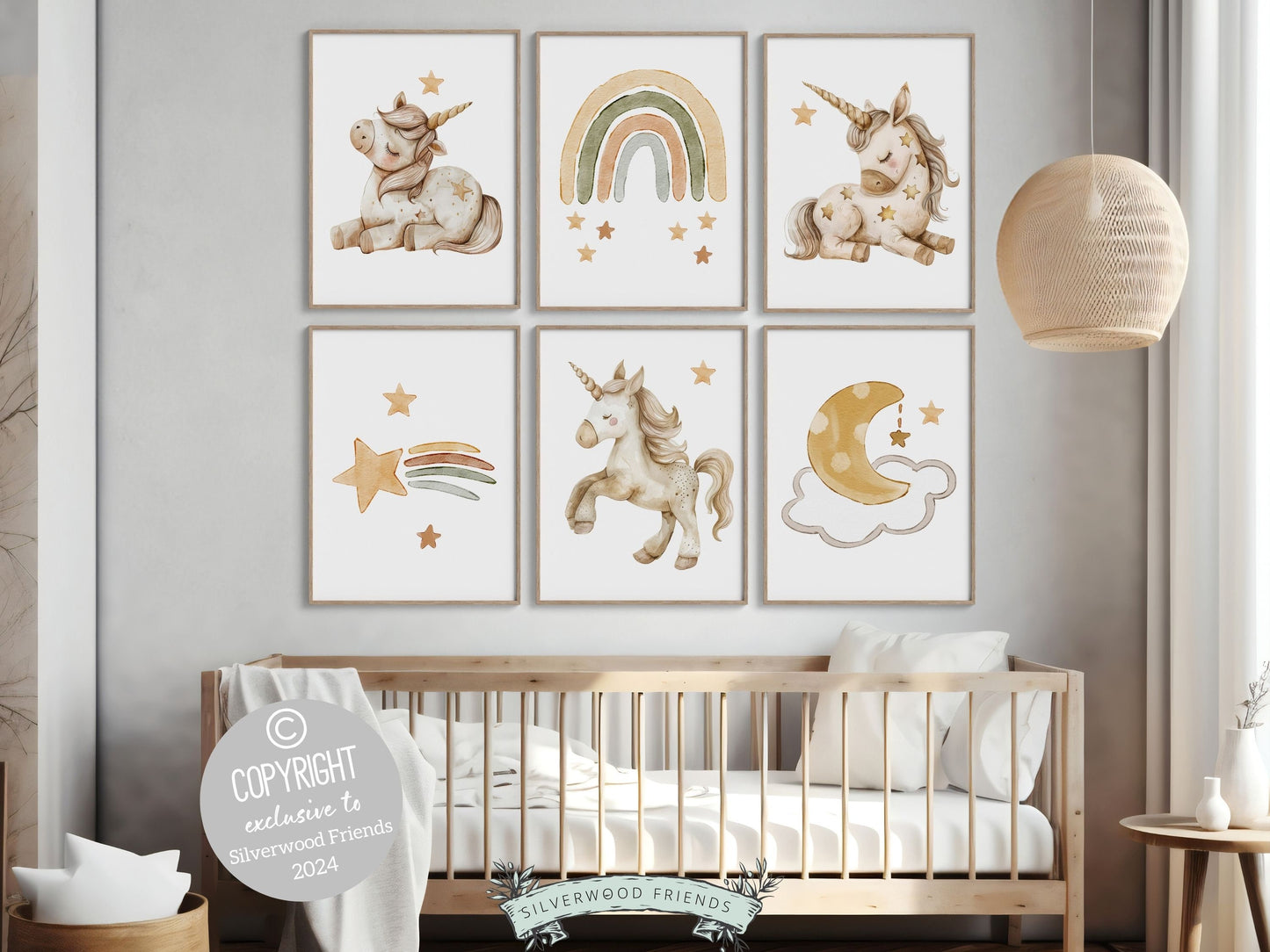 Unicorn Nursery Prints, Boho Rainbow Nursery Decor, Celestial Nursery Wall Art, Baby Girl Unicorn Room Decor Fantasy Nursery Digital Prints