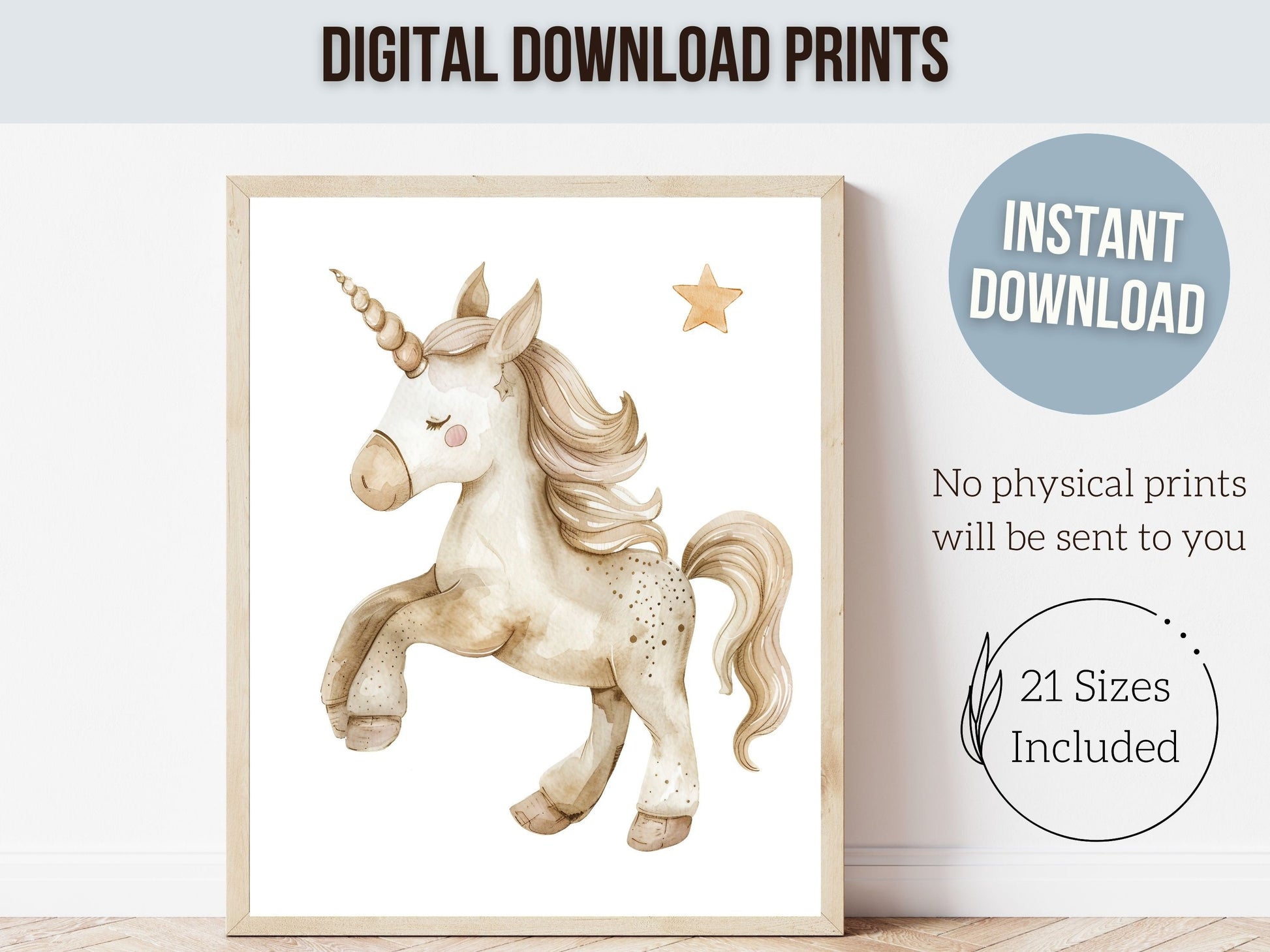 Unicorn Nursery Prints, Boho Rainbow Nursery Decor, Celestial Nursery Wall Art, Baby Girl Unicorn Room Decor Fantasy Nursery Digital Prints