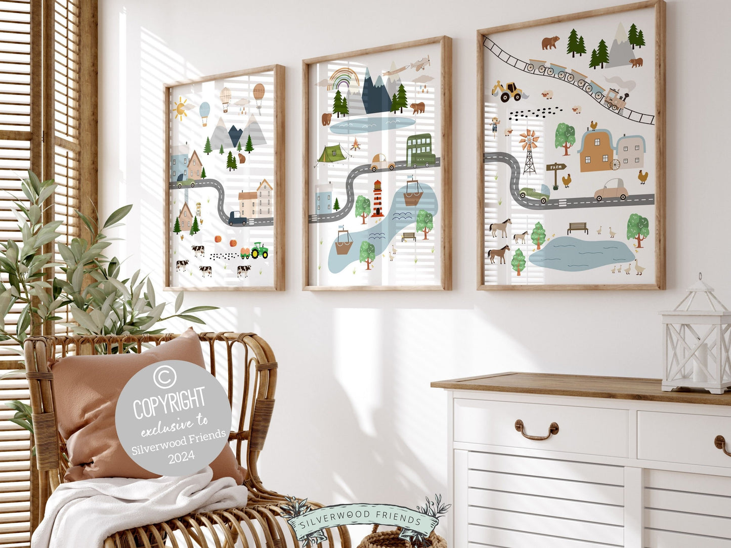 Kids Road Transport Map Nursery Prints, Car Nursery Decor, Toddler Room Wall Decor, Boys Transport Nursery Wall Art Digital Download Prints