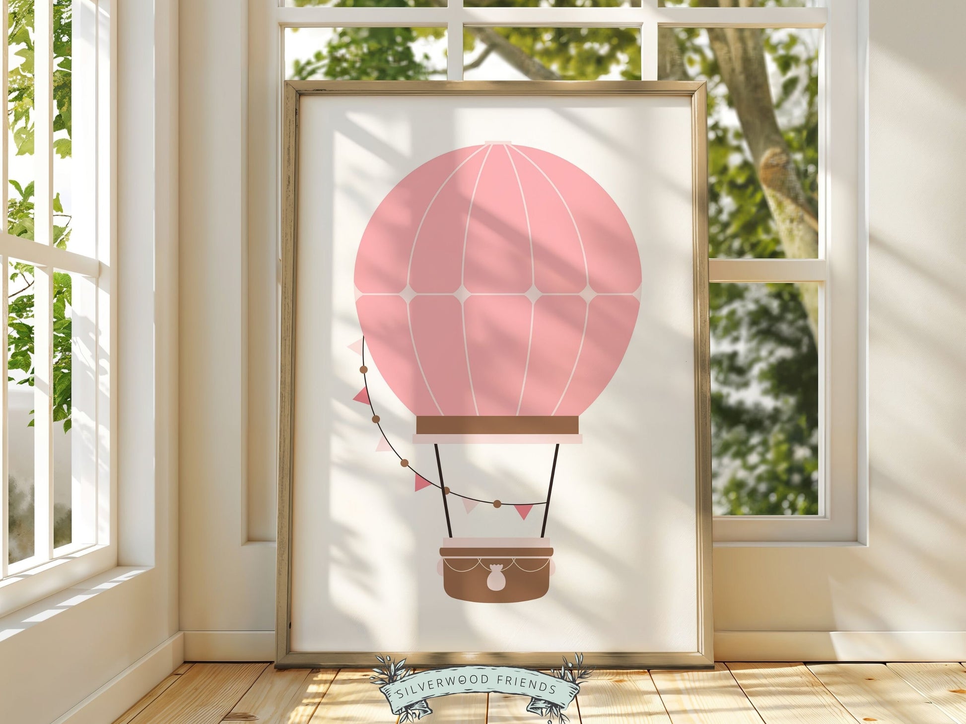 Blush Pink Hot Air Balloon Nursery Prints, Baby Girl Blush Pink Air Balloon Nursery Decor, Girls Blush Pink Nursery Digital Prints