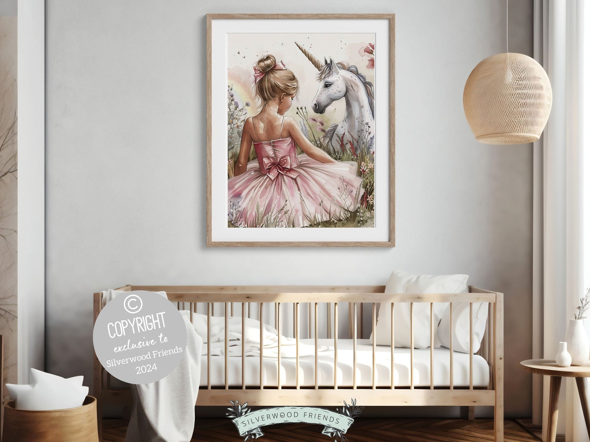 Baby Girl Unicorn Nursery Print, Unicorn Ballerina Nursery Decor, Wildflower Nursery Wall Art, Floral Ballet Fantasy Nursery Digital Print