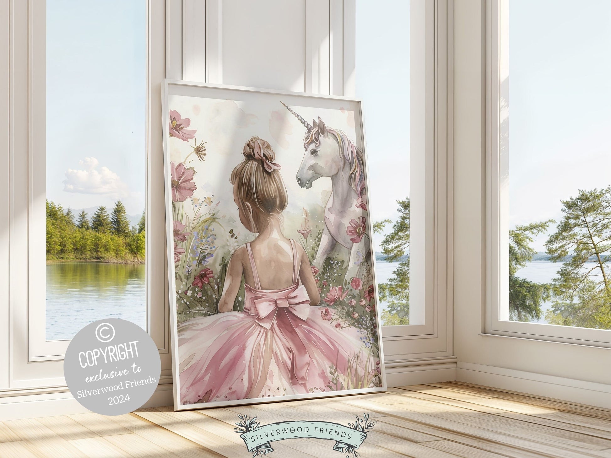 Baby Girl Unicorn Nursery Print, Unicorn Ballerina Nursery Decor, Wildflower Nursery Wall Art, Floral Ballet Fantasy Nursery Digital Print