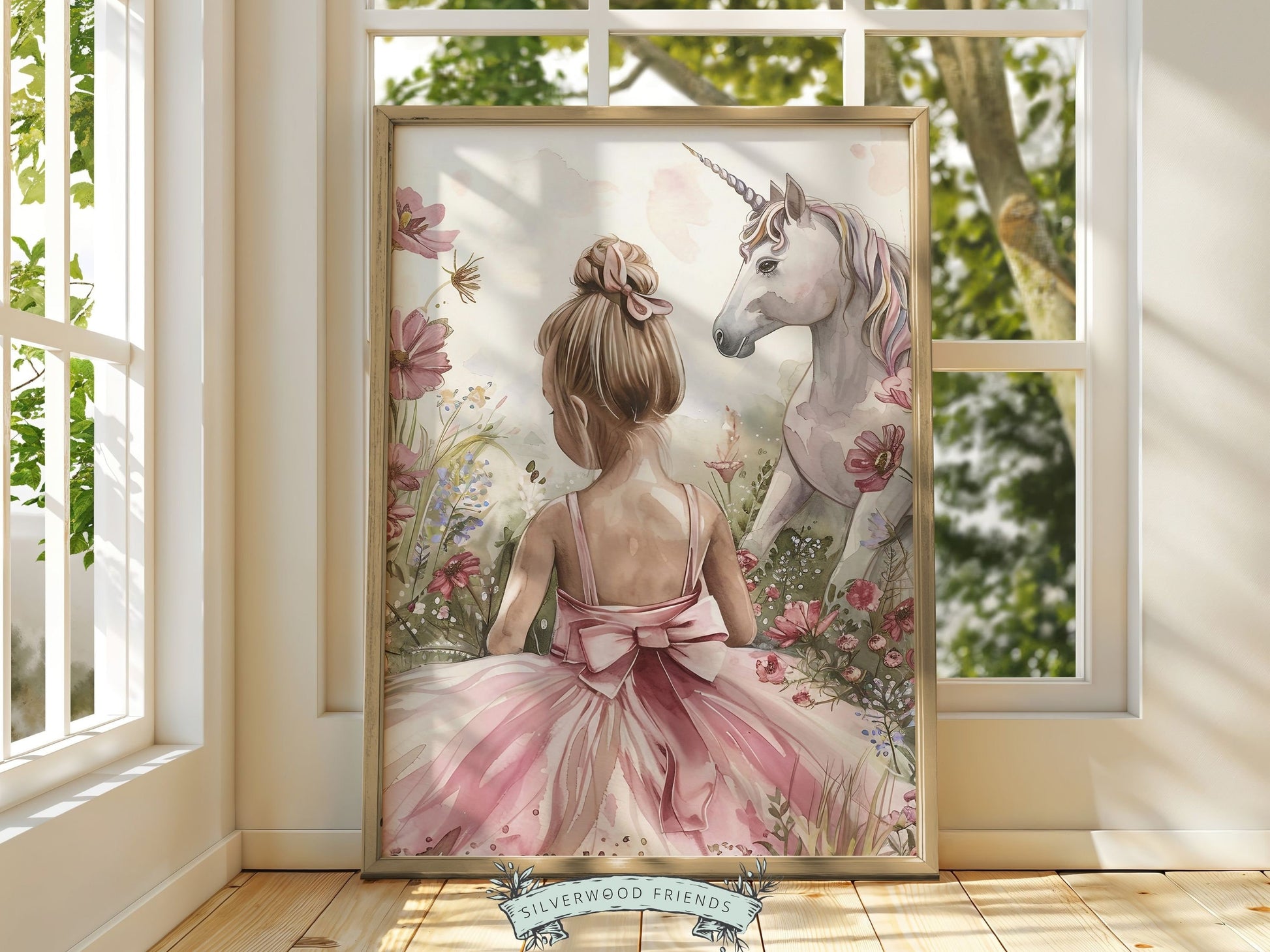 Baby Girl Unicorn Nursery Print, Unicorn Ballerina Nursery Decor, Wildflower Nursery Wall Art, Floral Ballet Fantasy Nursery Digital Print