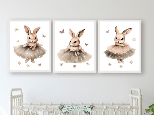 ORIGINAL Bunny Nursery Print Gift For Baby Girl Bunny Wildflower Nursery Decor, Kids Ballet Bedroom Ballerina Bunny Nursery Digital Print