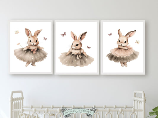 ORIGINAL Bunny Nursery Print Gift For Baby Girl Bunny Wildflower Nursery Decor, Kids Ballet Room Decor Ballerina Bunny Nursery Digital Print