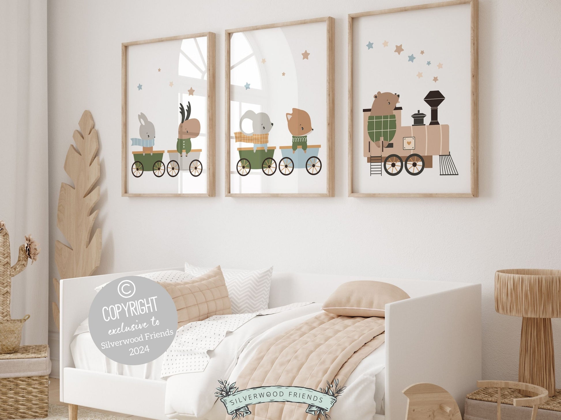 Woodland Animal Train Nursery Prints, Woodland Animal Train Nursery Decor, Boys Toddler Transport Theme Room, Travel Nursery Digital Prints
