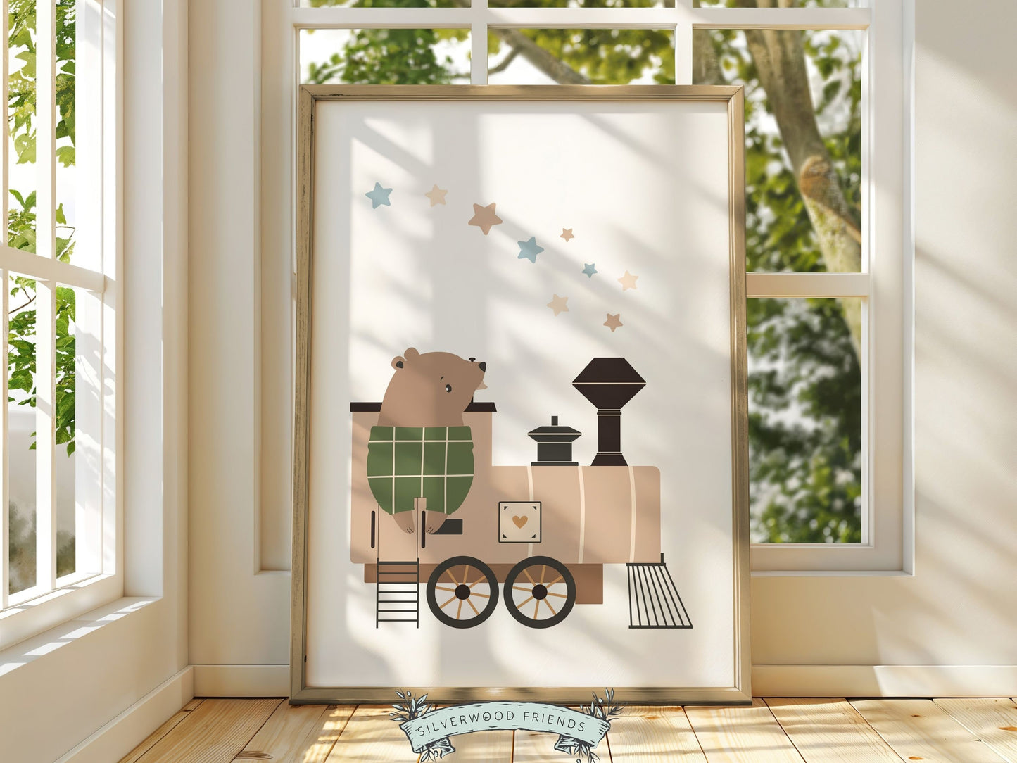 Woodland Animal Train Nursery Prints, Woodland Animal Train Nursery Decor, Boys Toddler Transport Theme Room, Travel Nursery Digital Prints
