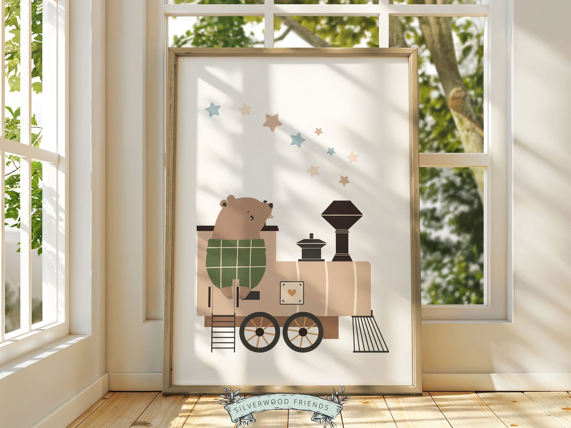 Woodland Animal Train Nursery Prints, Woodland Animal Train Nursery Decor, Boys Toddler Transport Theme Room, Travel Nursery Digital Prints