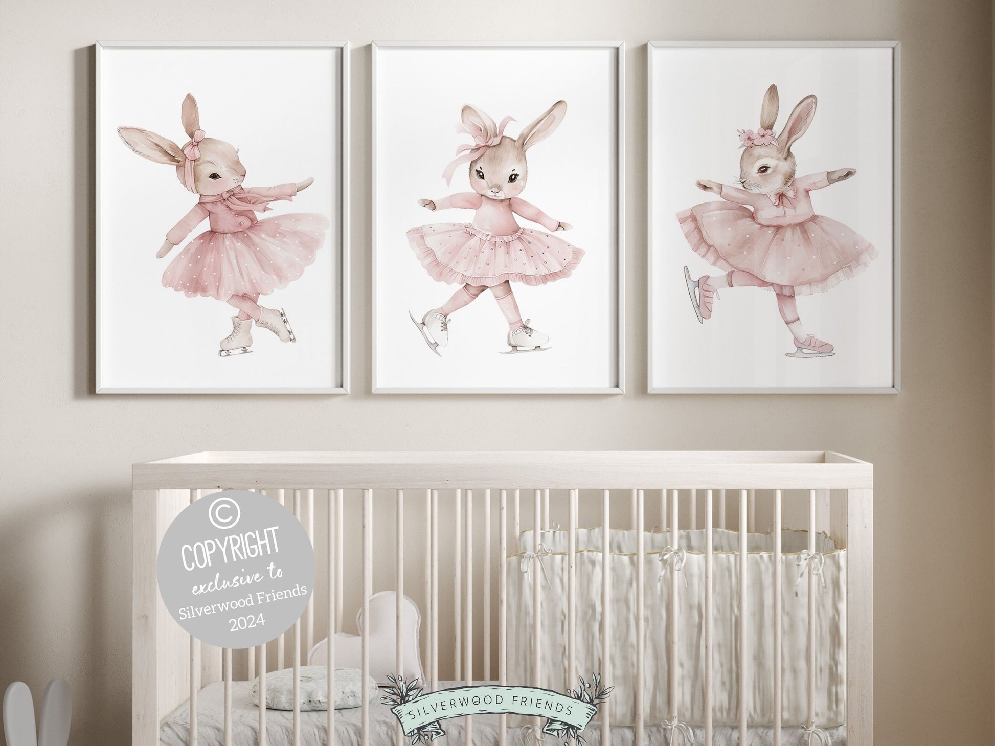 Figure Skating Bunny Nursery Print, Baby Girl Nursery Print, Ballerina Bunny Nursery Decor, Ice Skating Gift Girls Sport Room Digital Print