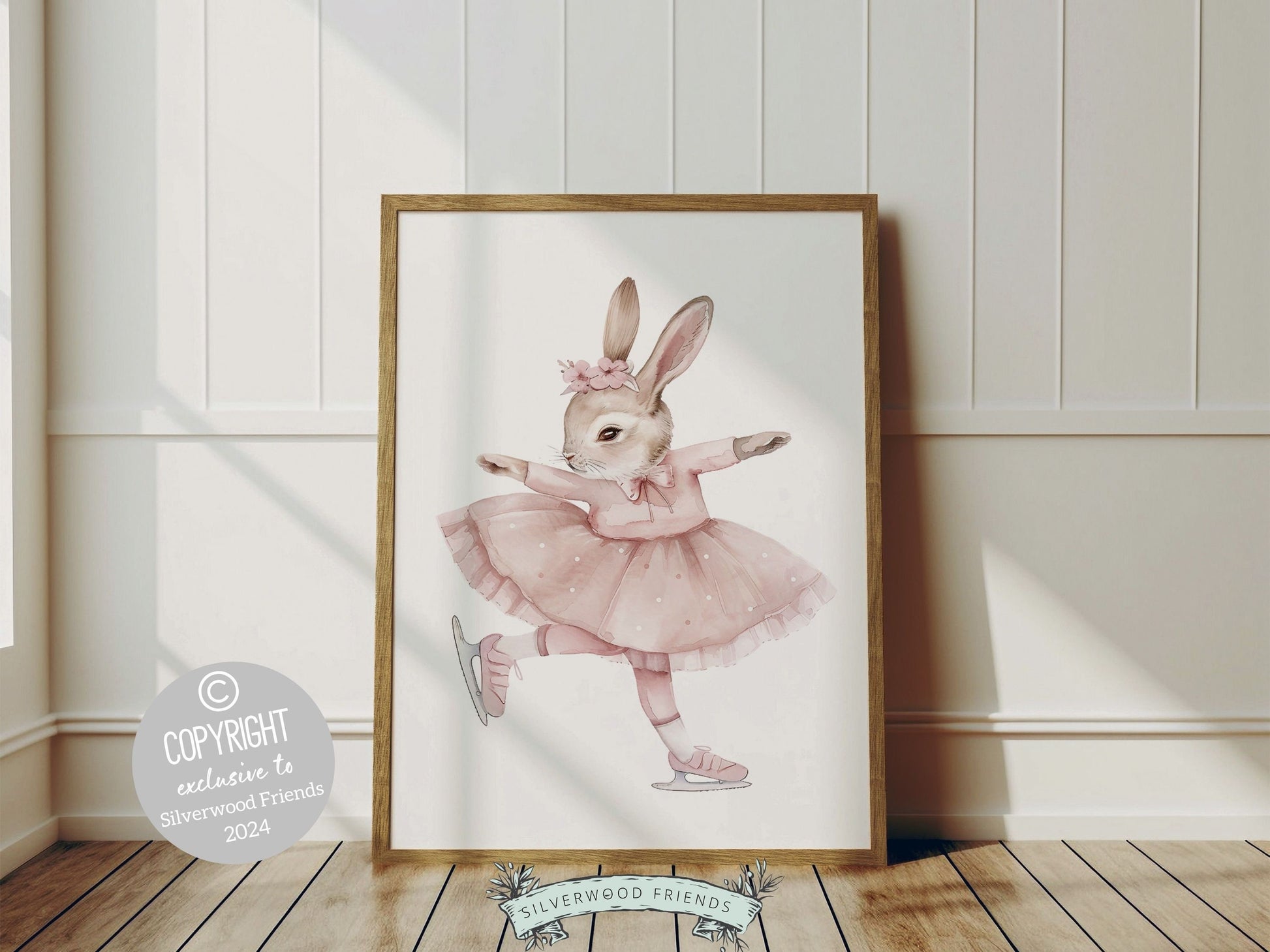 Figure Skating Bunny Nursery Print, Baby Girl Nursery Print, Ballerina Bunny Nursery Decor, Ice Skating Gift Girls Sport Room Digital Print