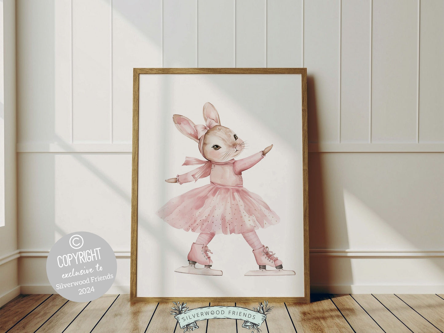 Figure Skating Bunny Nursery Print, Baby Girl Nursery Print, Ballerina Bunny Nursery Decor, Ice Skating Gift Girls Sport Room Digital Print