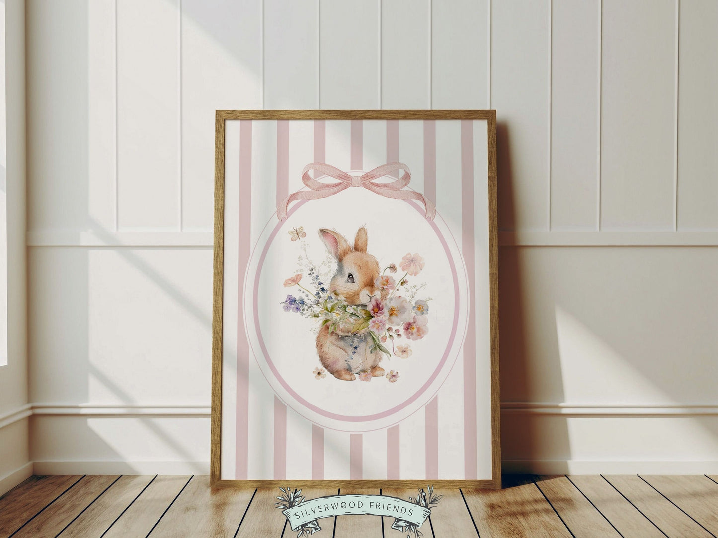 Bunny Nursery Prints, Floral Bunny Nursery Wall Art, Wildflower Nursery Decor, Girl Nursery Prints, Bunny Wildflower Nursery Digital Print