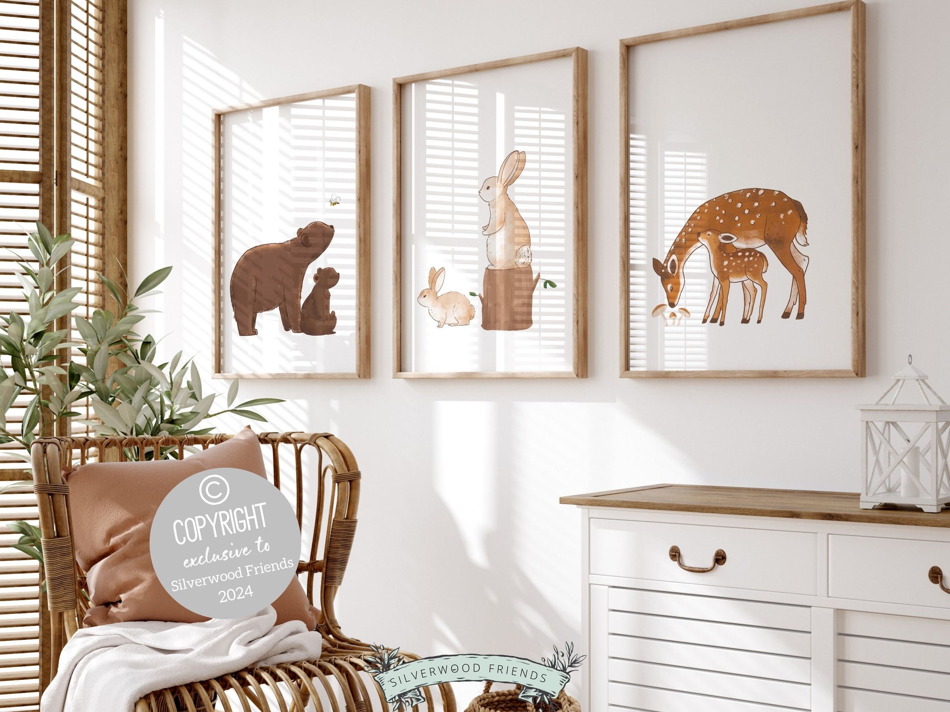 Woodland Animal Print, Boho Woodland Animal Nursery Decor, Baby Forest Animal Nursery Wall Art,Baby Room Decor Neutral Nursery Digital Print