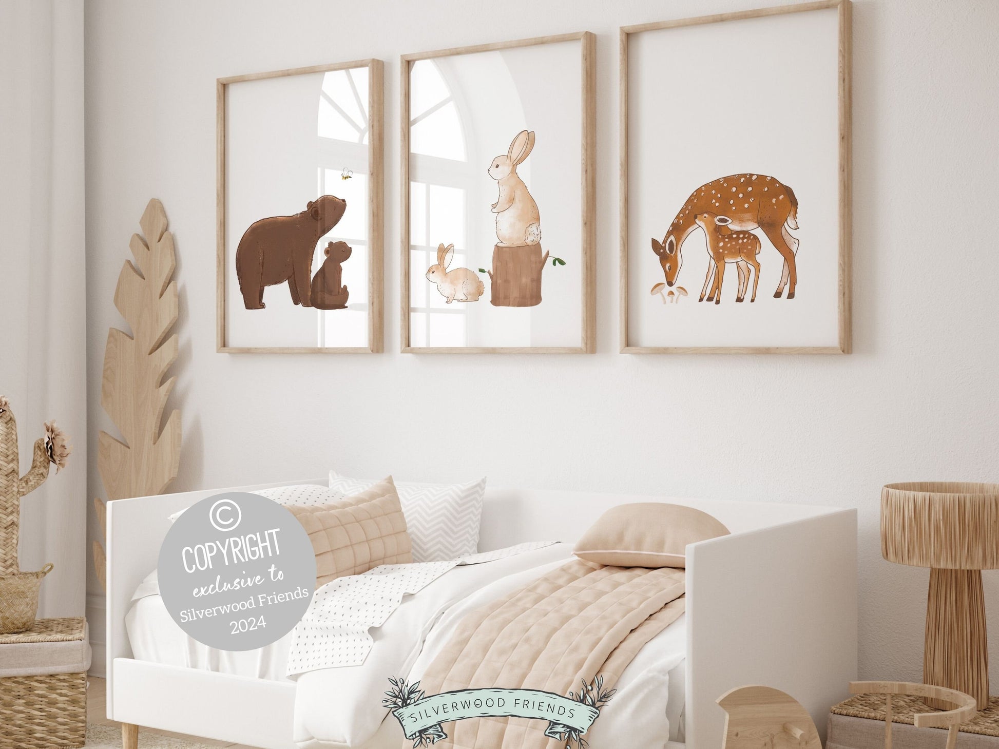 Woodland Animal Print, Boho Woodland Animal Nursery Decor, Baby Forest Animal Nursery Wall Art,Baby Room Decor Neutral Nursery Digital Print