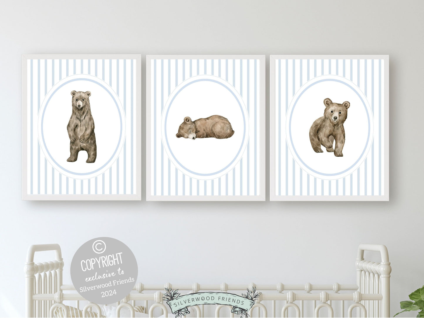 ORIGINAL Baby Bear Nursery Prints, Baby Boy Woodland Bear Nursery Decor, Baby Bear Nursery Wall Art, Boys Woodland Nursery Digital Prints