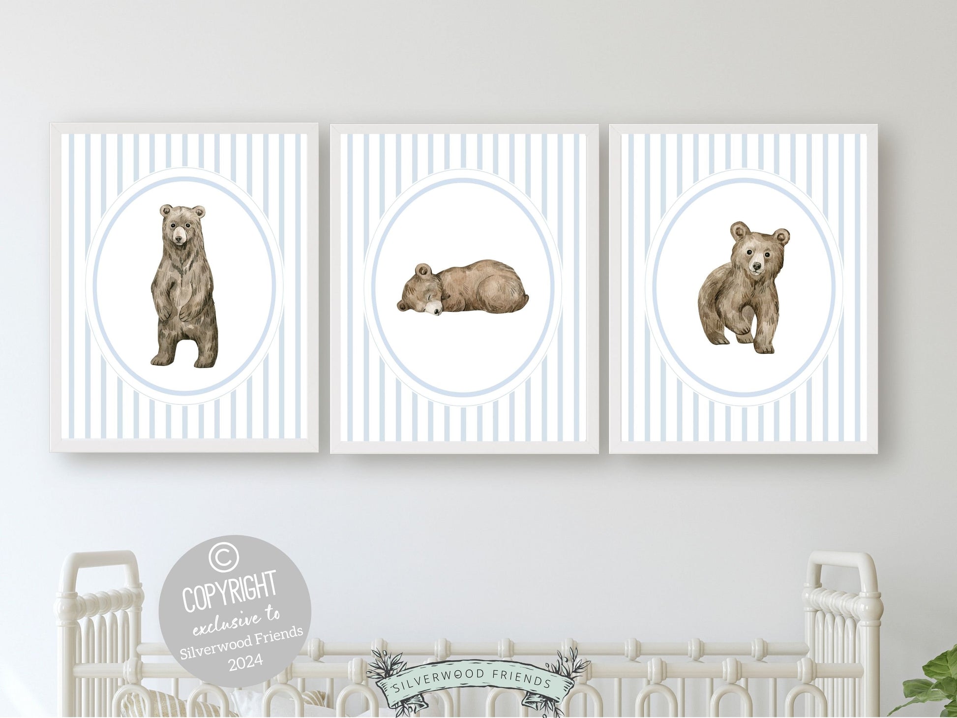 ORIGINAL Baby Bear Nursery Prints, Baby Boy Woodland Bear Nursery Decor, Baby Bear Nursery Wall Art, Boys Woodland Nursery Digital Prints