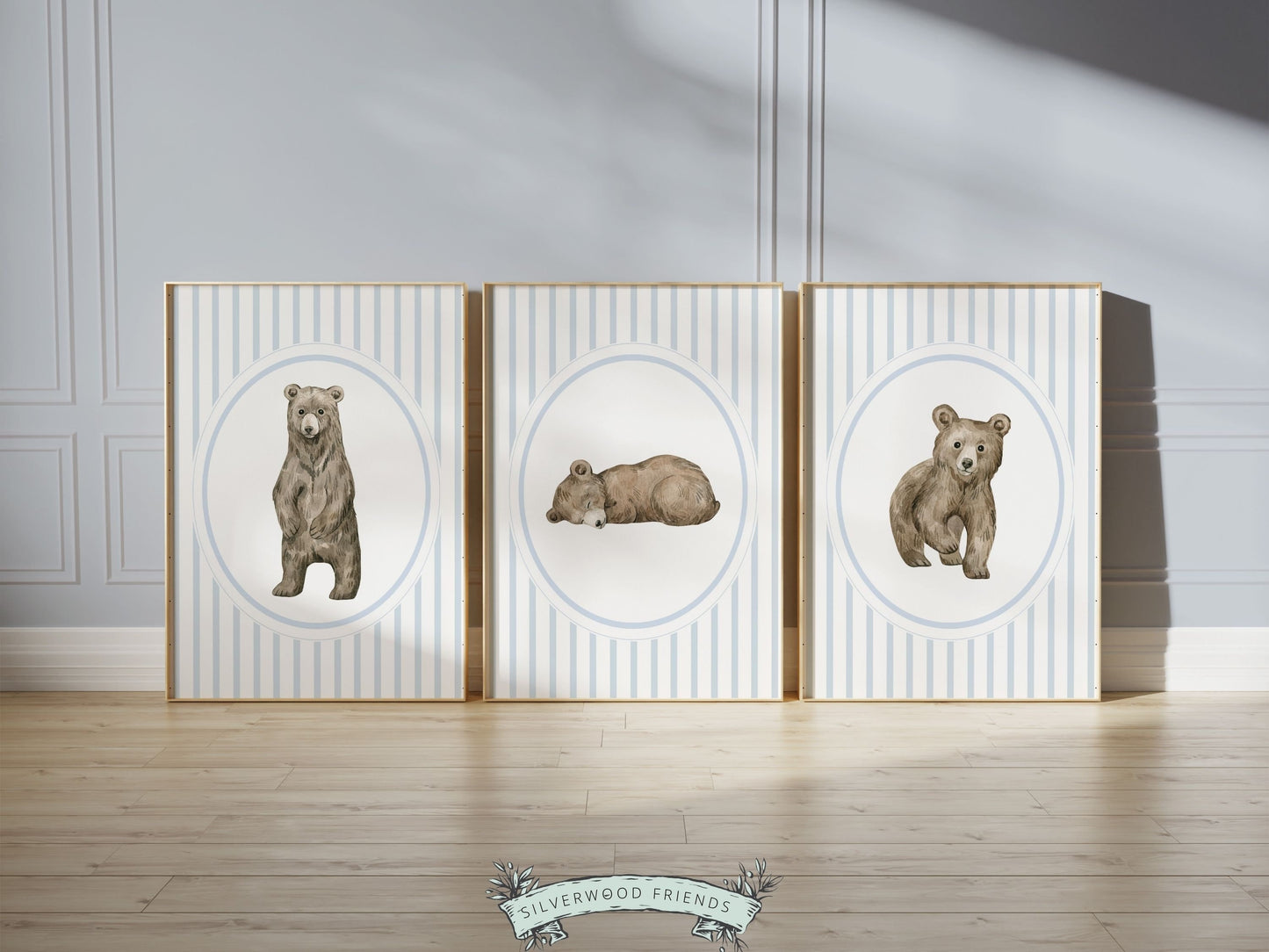ORIGINAL Baby Bear Nursery Prints, Baby Boy Woodland Bear Nursery Decor, Baby Bear Nursery Wall Art, Boys Woodland Nursery Digital Prints