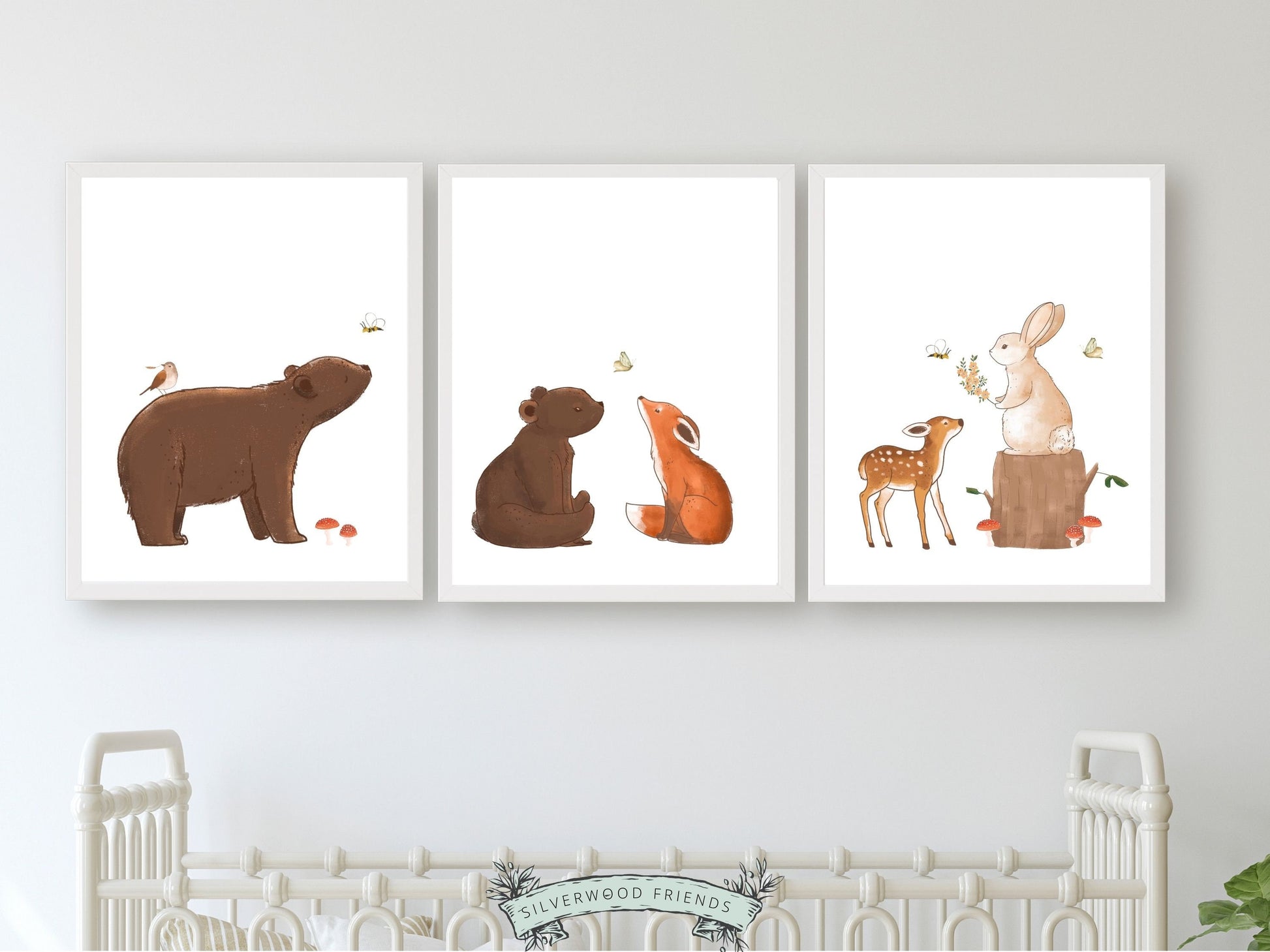 Woodland Animal Print, Boho Woodland Animal Nursery Decor, Baby Forest Animal Nursery Wall Art,Baby Room Decor Neutral Nursery Digital Print