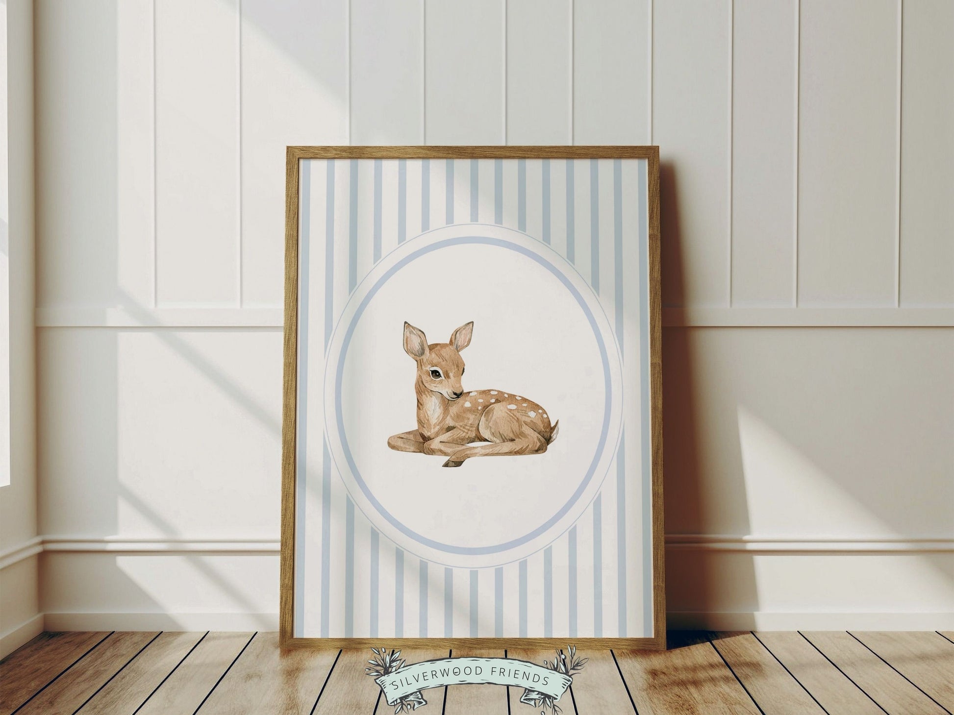 ORIGINAL Baby Deer Nursery Prints, Baby Boy Woodland Deer Nursery Decor, Baby Fawn Nursery Wall Art, Boy Blue Woodland Nursery Digital Print