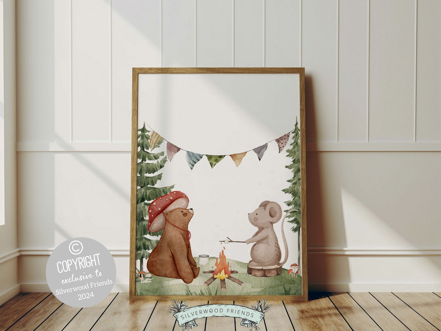 Camping Nursery Prints, Woodland Hiking Nursery Decor, Bear Nursery Wall Art, Nature Nursery Picture, Forest Mountains Nursery Digital Print