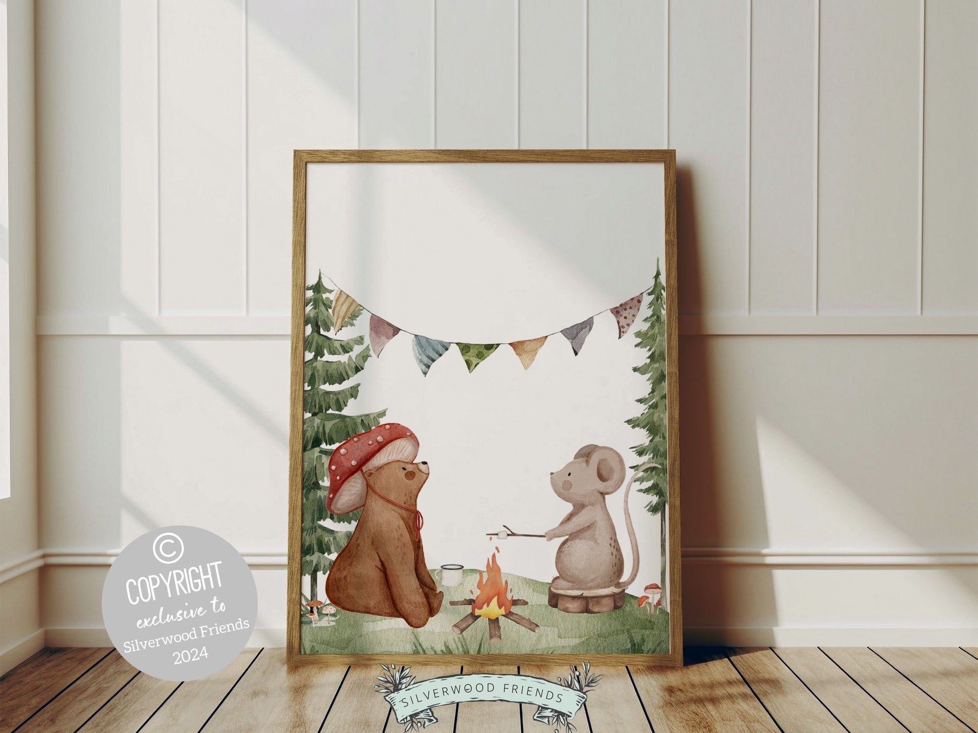 Camping Nursery Prints, Woodland Hiking Nursery Decor, Bear Nursery Wall Art, Nature Nursery Picture, Forest Mountains Nursery Digital Print