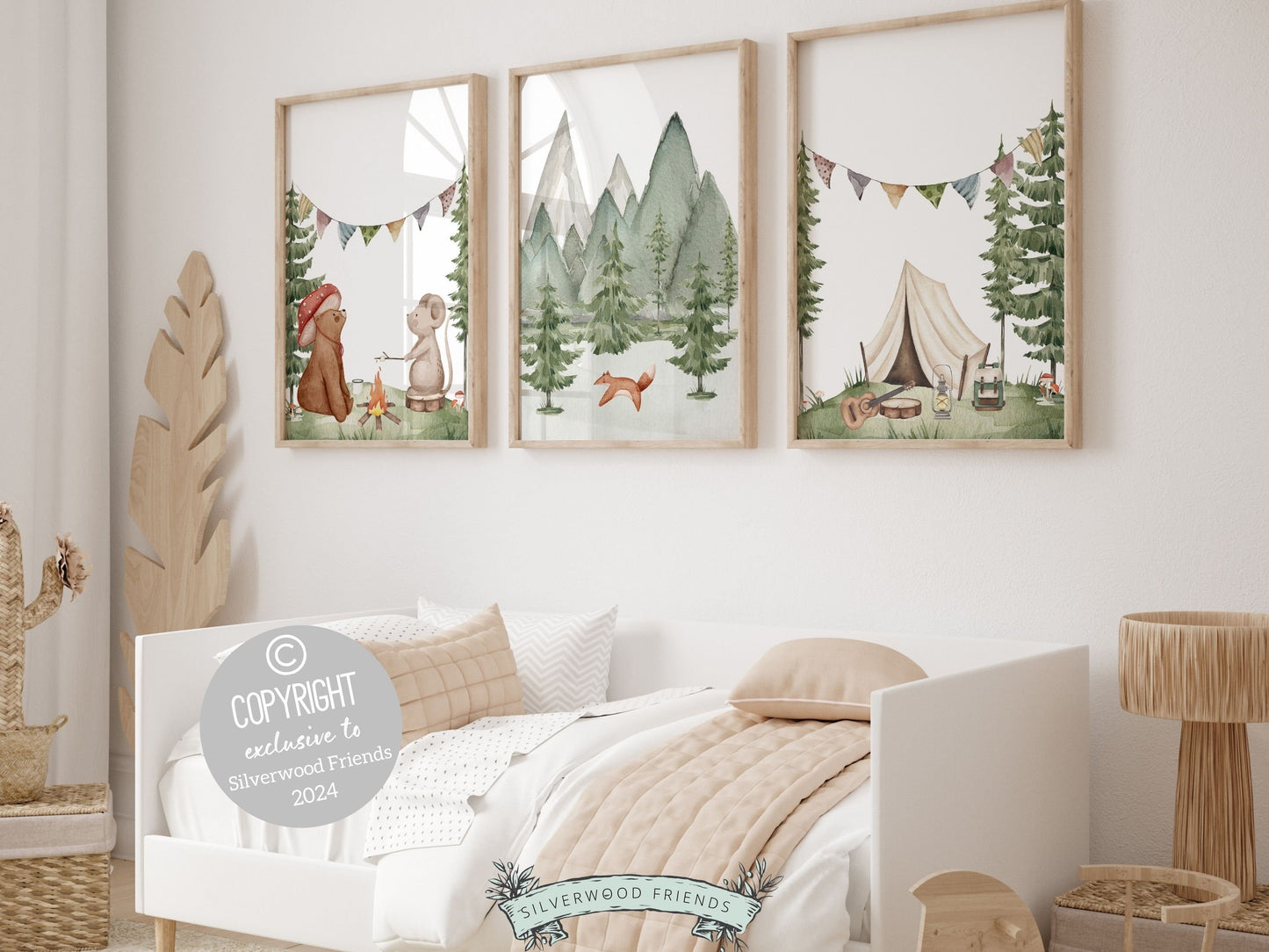 Camping Nursery Prints, Woodland Hiking Nursery Decor, Bear Nursery Wall Art, Nature Nursery Picture, Forest Mountains Nursery Digital Print