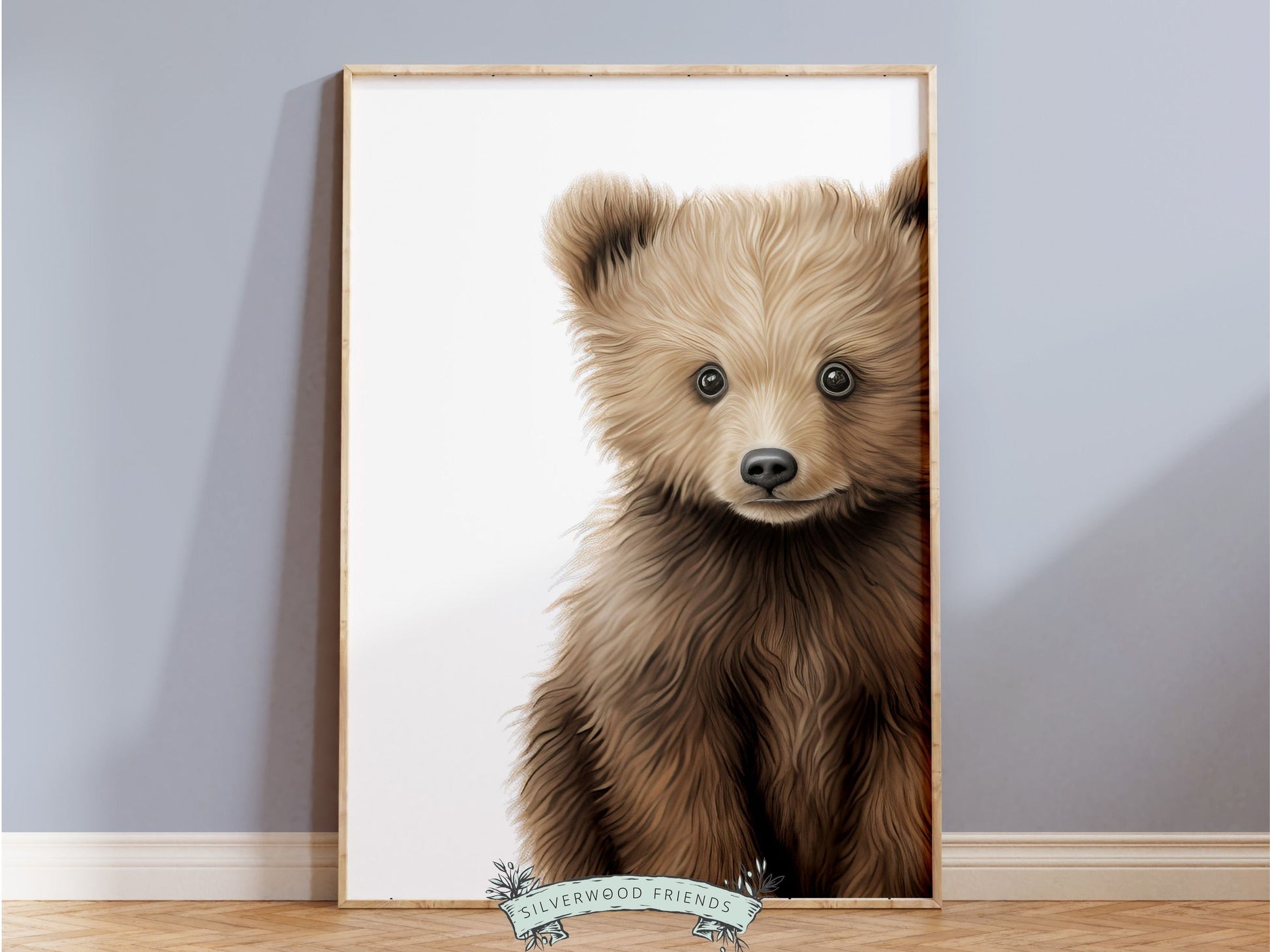 Peeking Bear Nursery Print, Brown Teddy Bear Nursery Decor, Neutral Nursery Decor, Baby Bear Nursery Wall Art Woodland Nursery Digital Print