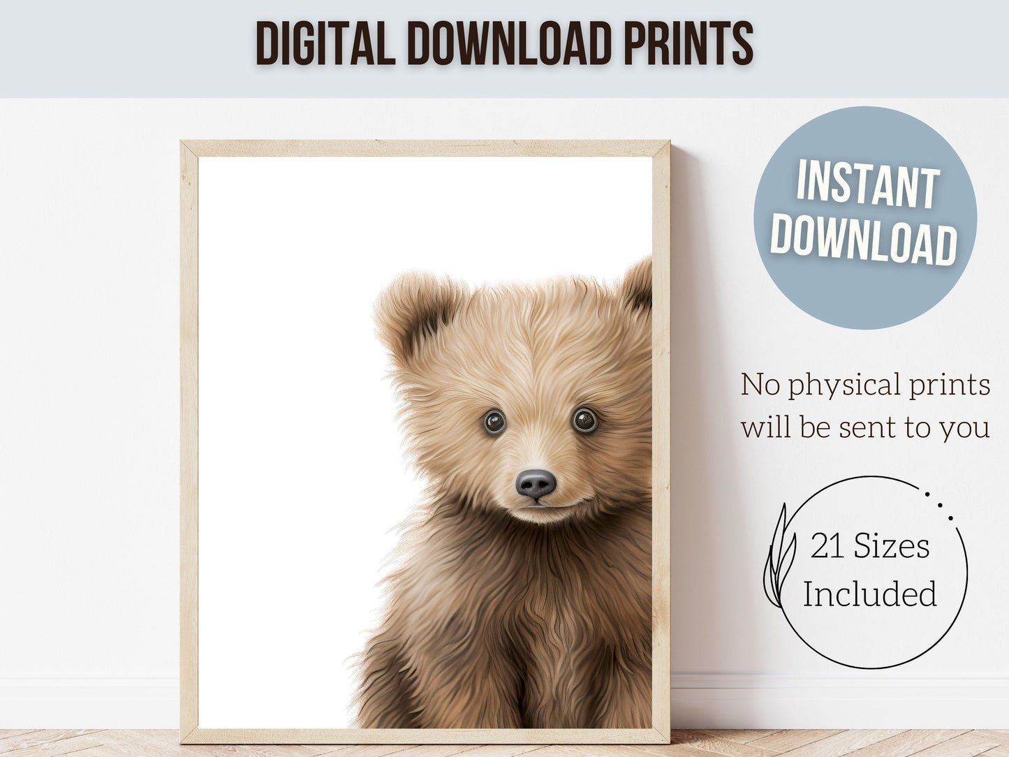 Peeking Bear Nursery Print, Brown Teddy Bear Nursery Decor, Neutral Nursery Decor, Baby Bear Nursery Wall Art Woodland Nursery Digital Print