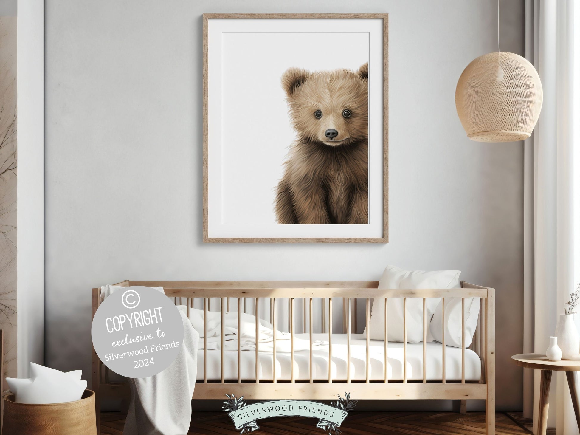 Peeking Bear Nursery Print, Brown Teddy Bear Nursery Decor, Neutral Nursery Decor, Baby Bear Nursery Wall Art Woodland Nursery Digital Print