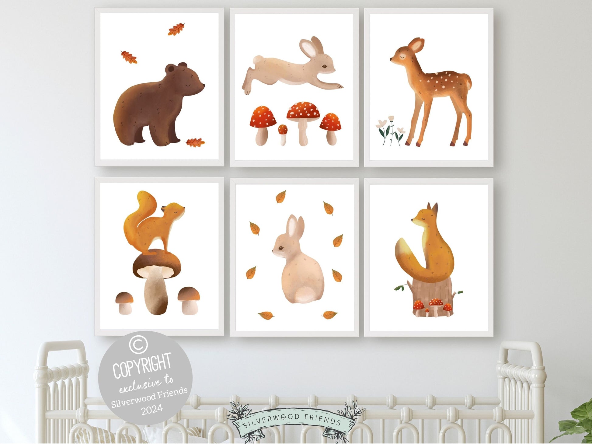 Woodland Mushroom Nursery Print Gift For Kids Woodland Mushroom Nursery Decor, Boho Fall Forest Bedroom Nature Nursery Theme Digital Prints